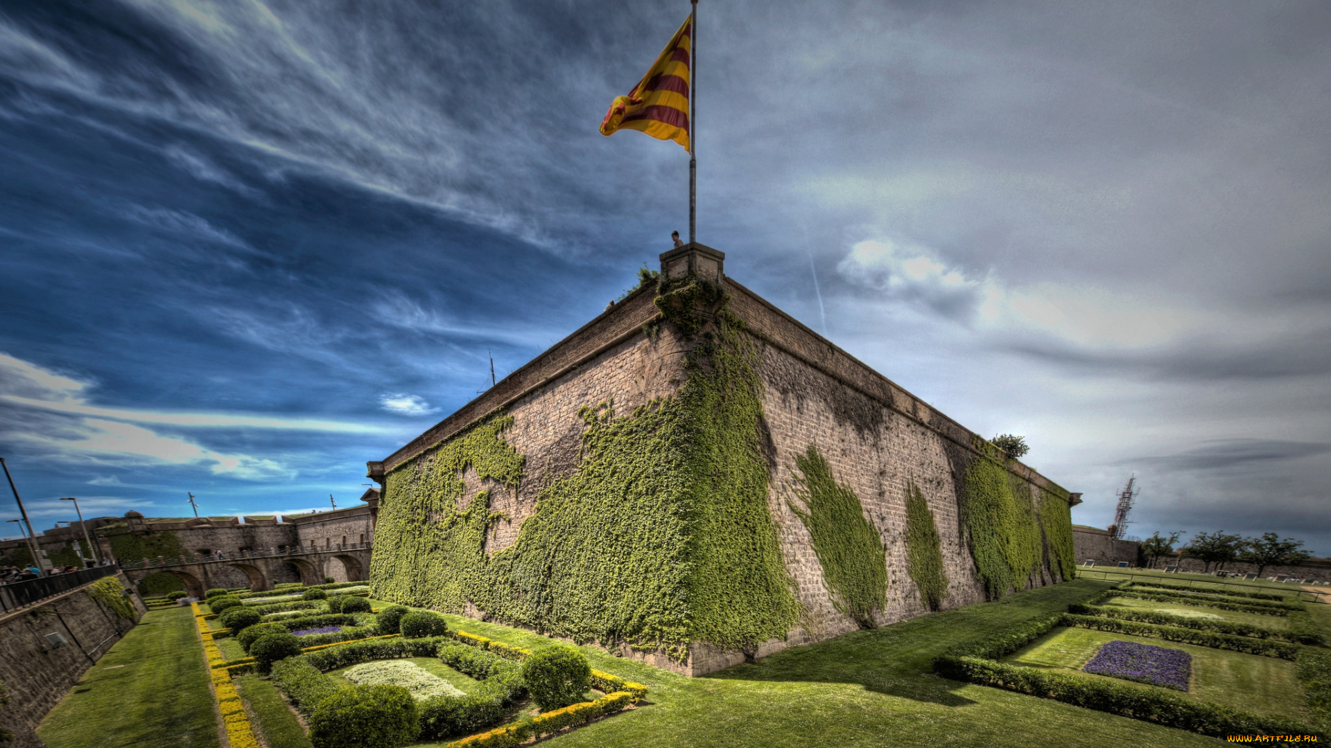 barcelona, города, -, дворцы, , замки, , крепости, штандарт, крепость