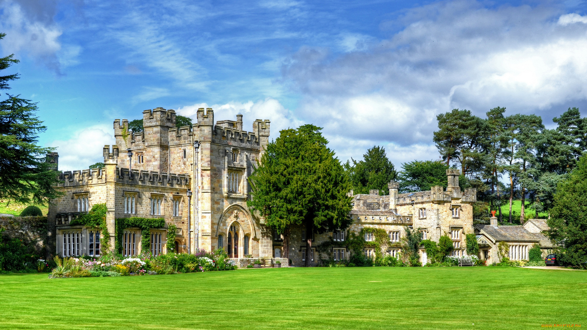 bolton, hall, , bolton, abbey, города, -, дворцы, , замки, , крепости, замок, лужайка, парк