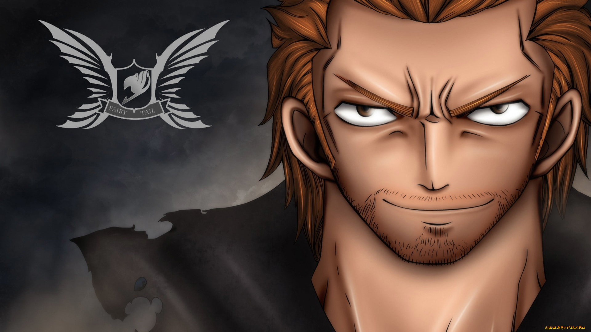 fairy, tail, аниме, лицо, взгляд, фон, логотип, мужчина