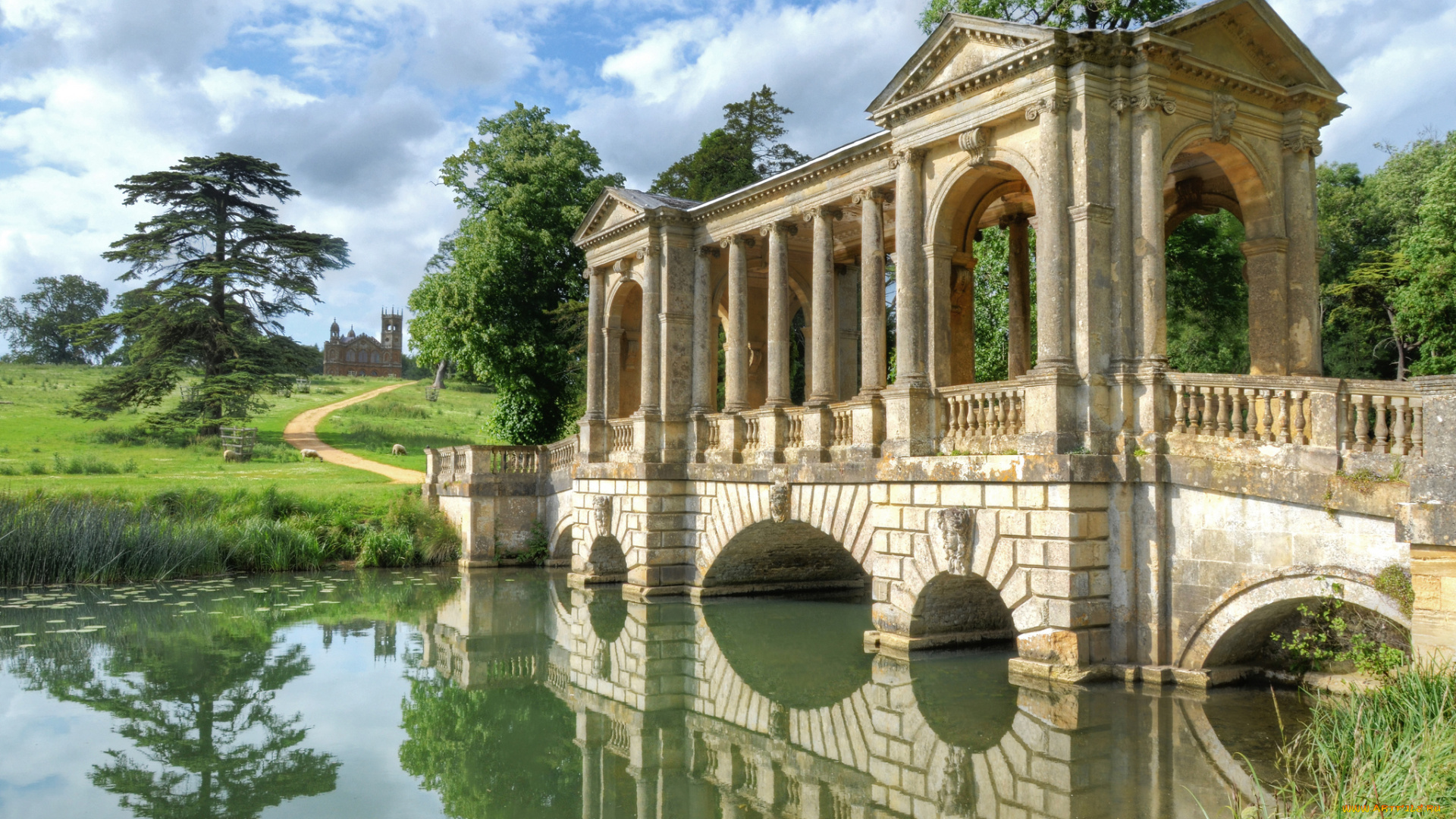 города, -, мосты, арки, мост, пруд, парк