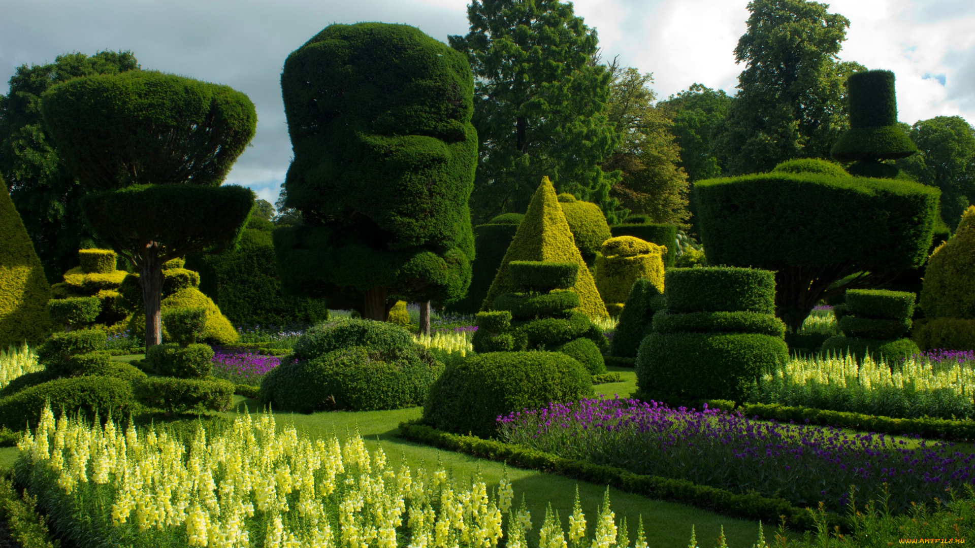 природа, парк, дизайн, деревья, зелень, bodnant, gardens, wales, львиный, зев, великобритания, цветы, кусты, клумбы, газоны