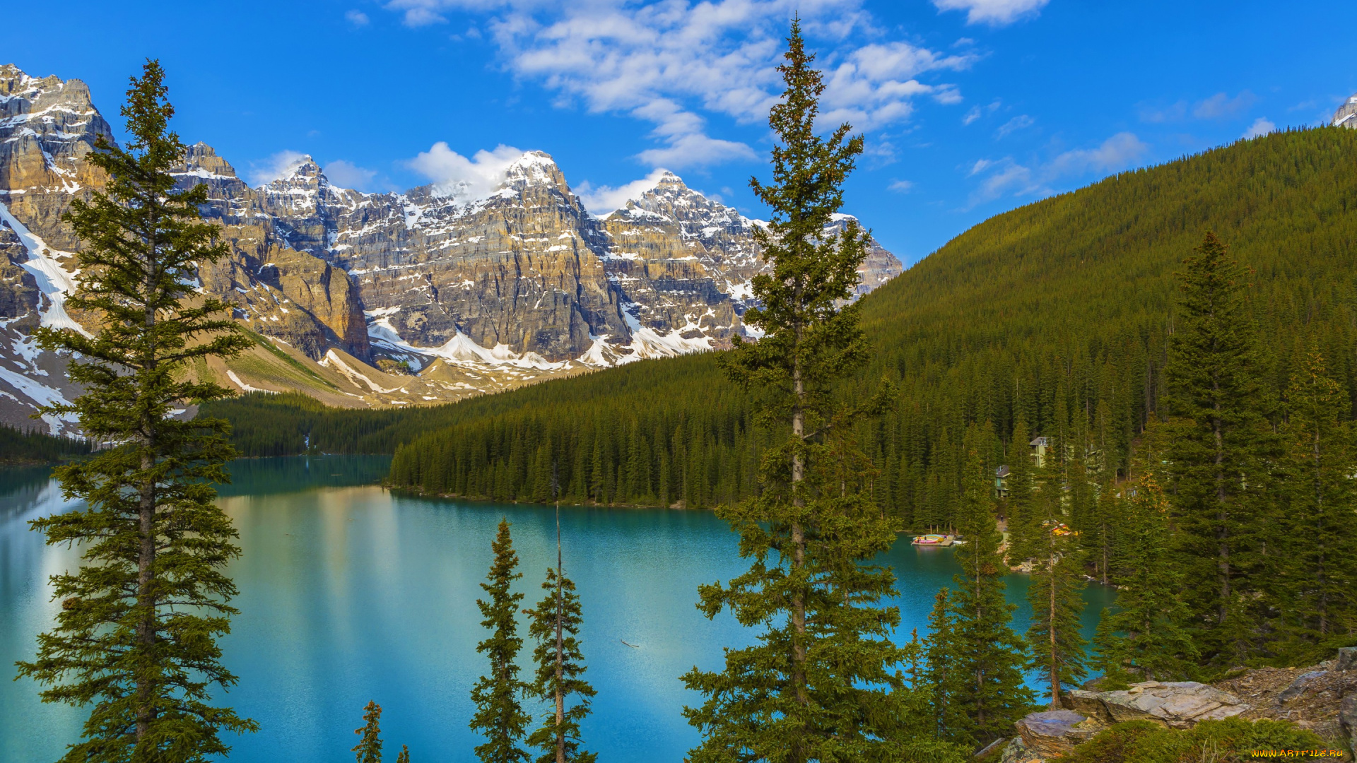 природа, реки, озера, деревья, скалы, горы, лес, озеро, canada, alberta, banff, national, park, moraine, lake, канада