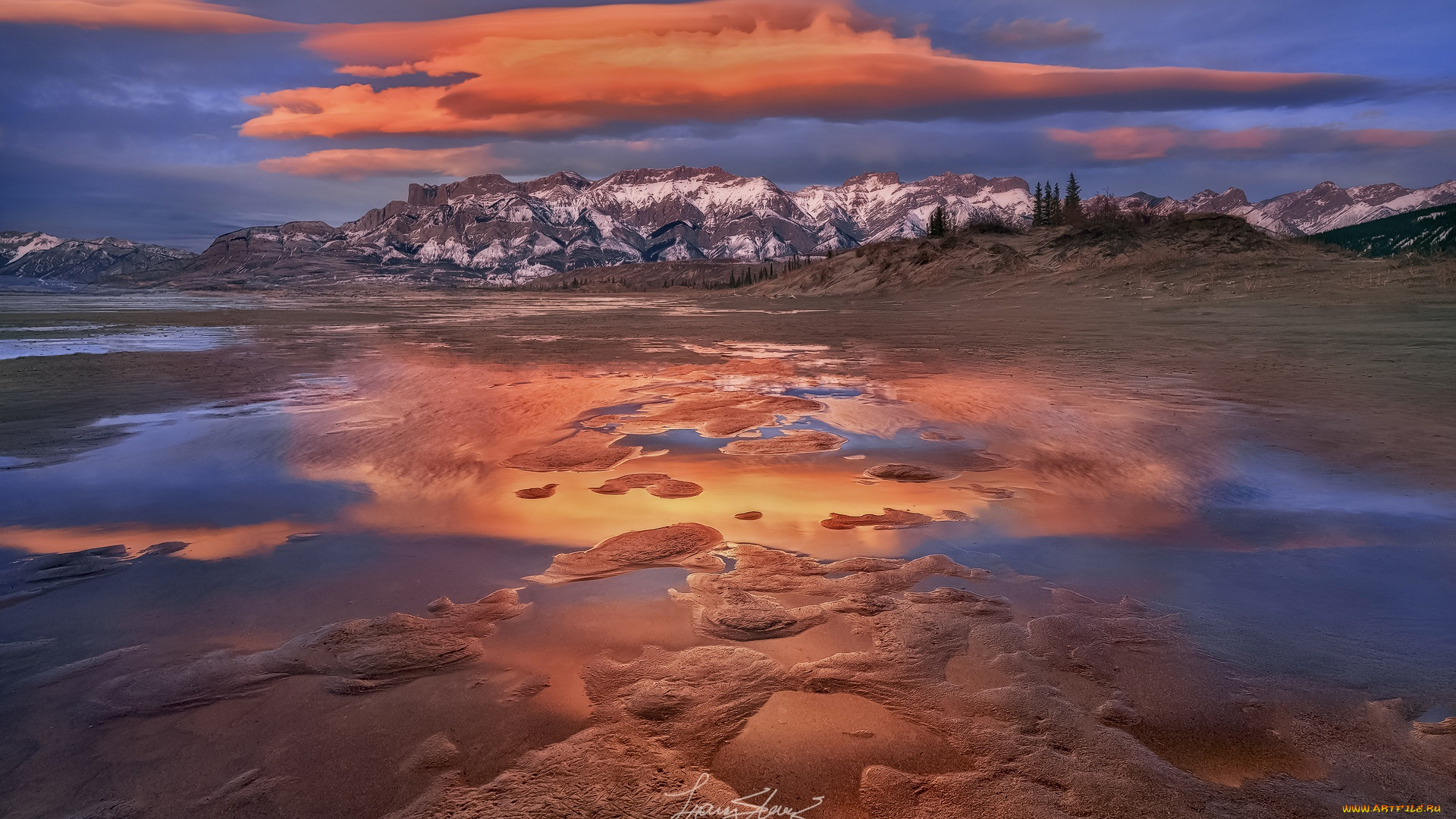 природа, реки, озера, дюны, атабаска, река, облака, небо, вода, песок, горы, альберта, канада