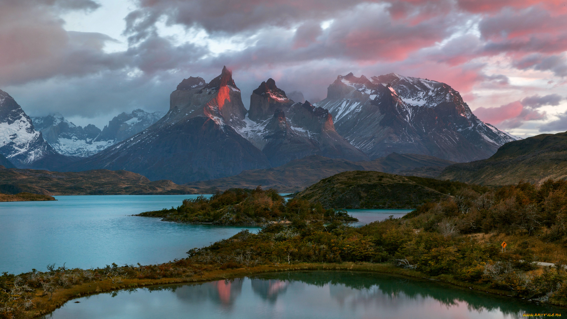 природа, реки, озера, горы, анды, национальный, парк, торрес-дель-пайне, патагония, Чили, южная, америка, весна, апрель, река, вечер