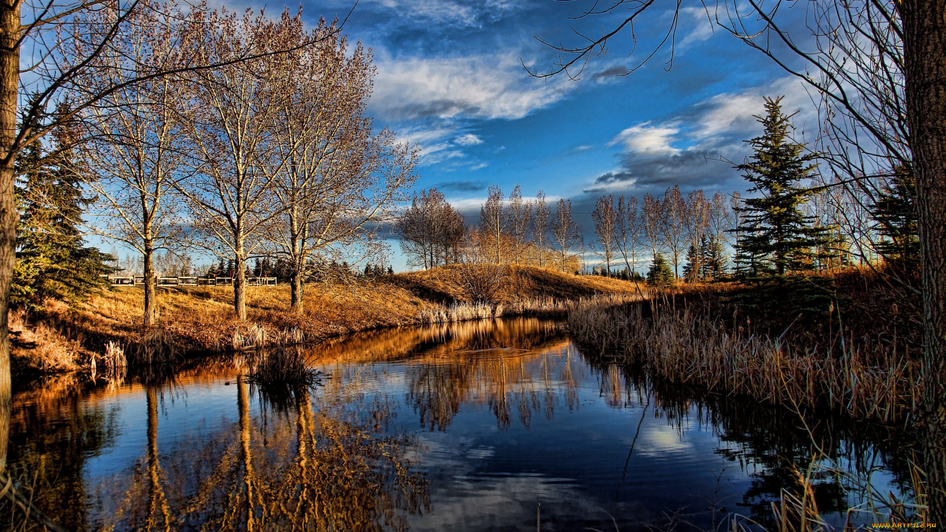 природа, реки, озера, облака, небо, пейзаж, красота, деревья