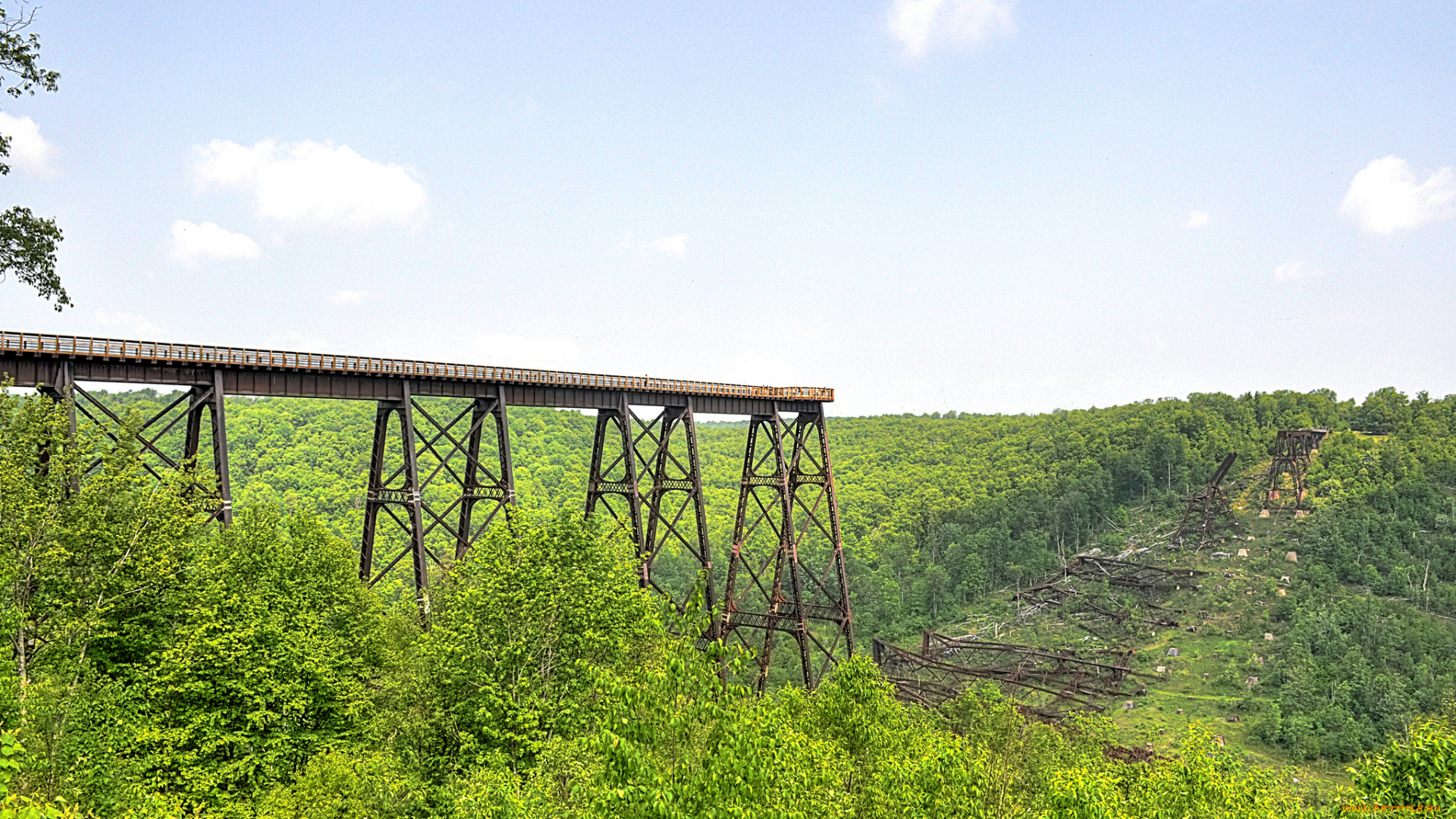 природа, стихия, лес, виадук, обломки, торнадо