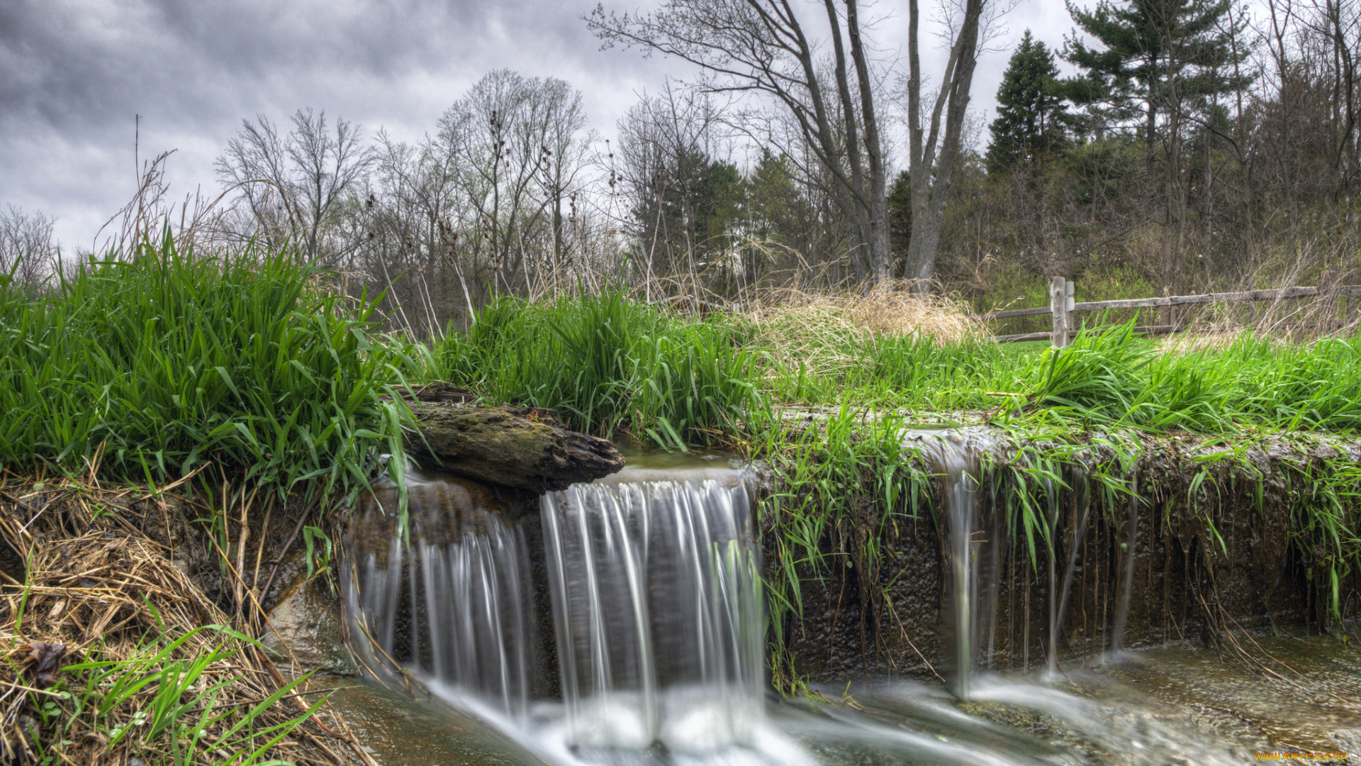 природа, водопады, река, лес, водопад