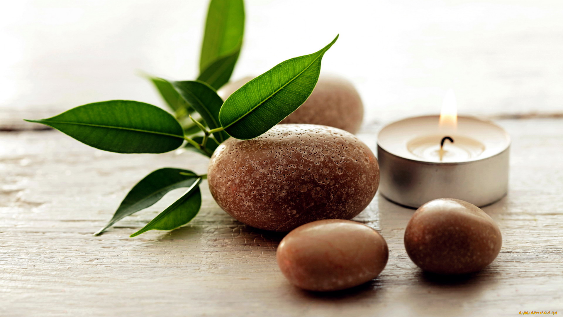 разное, свечи, камни, листья