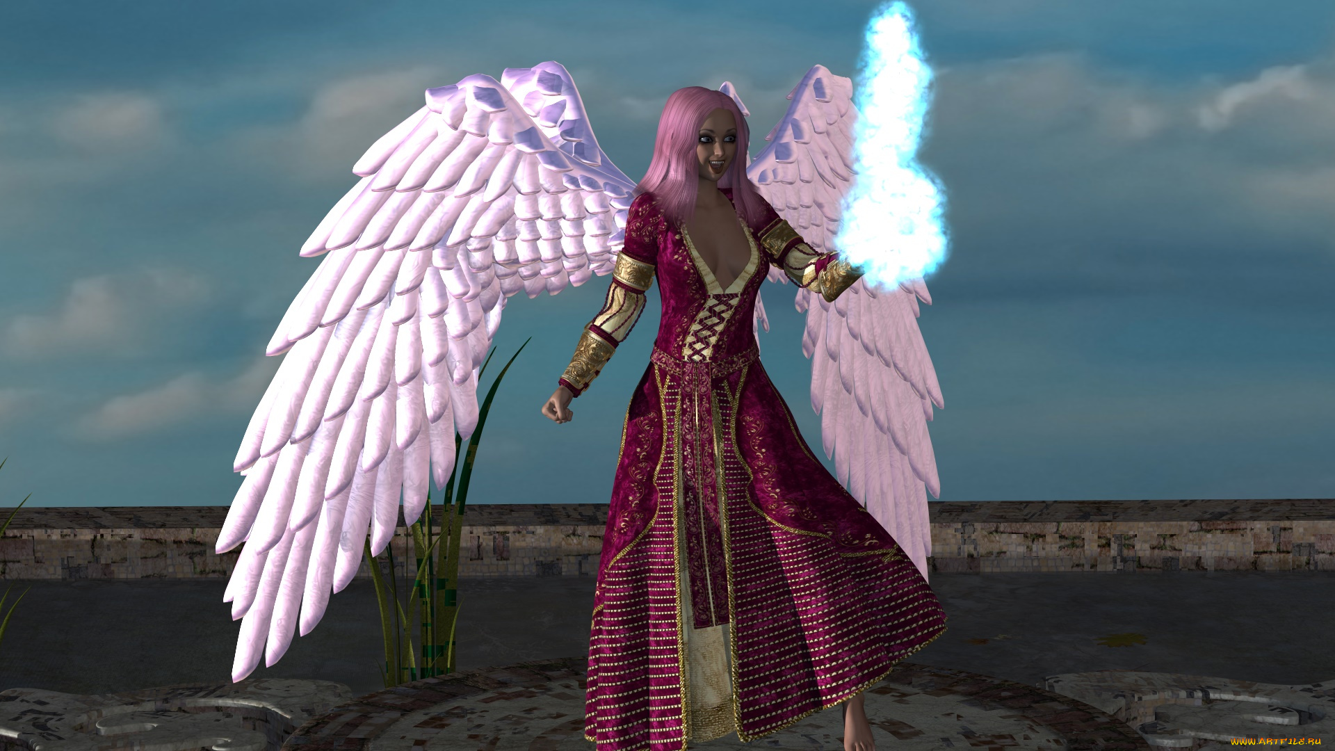 видео, игры, dark, heresy, ангел, фон, взгляд, девушка