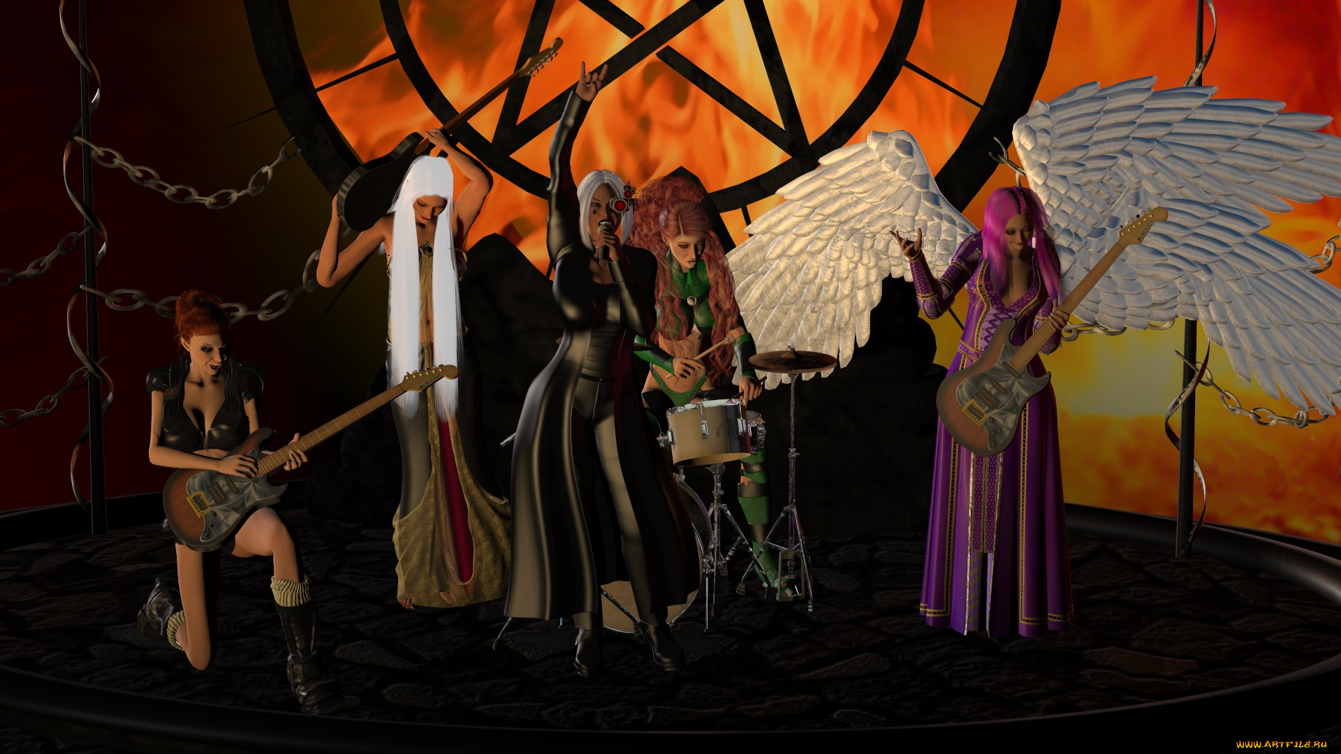 видео, игры, dark, heresy, ангел, поют, гитара, ансамбль, сцена, взгляд, девушки