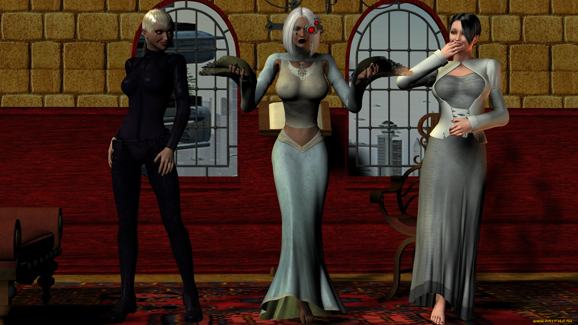 видео, игры, dark, heresy, девушки, киборг, фон, взгляд