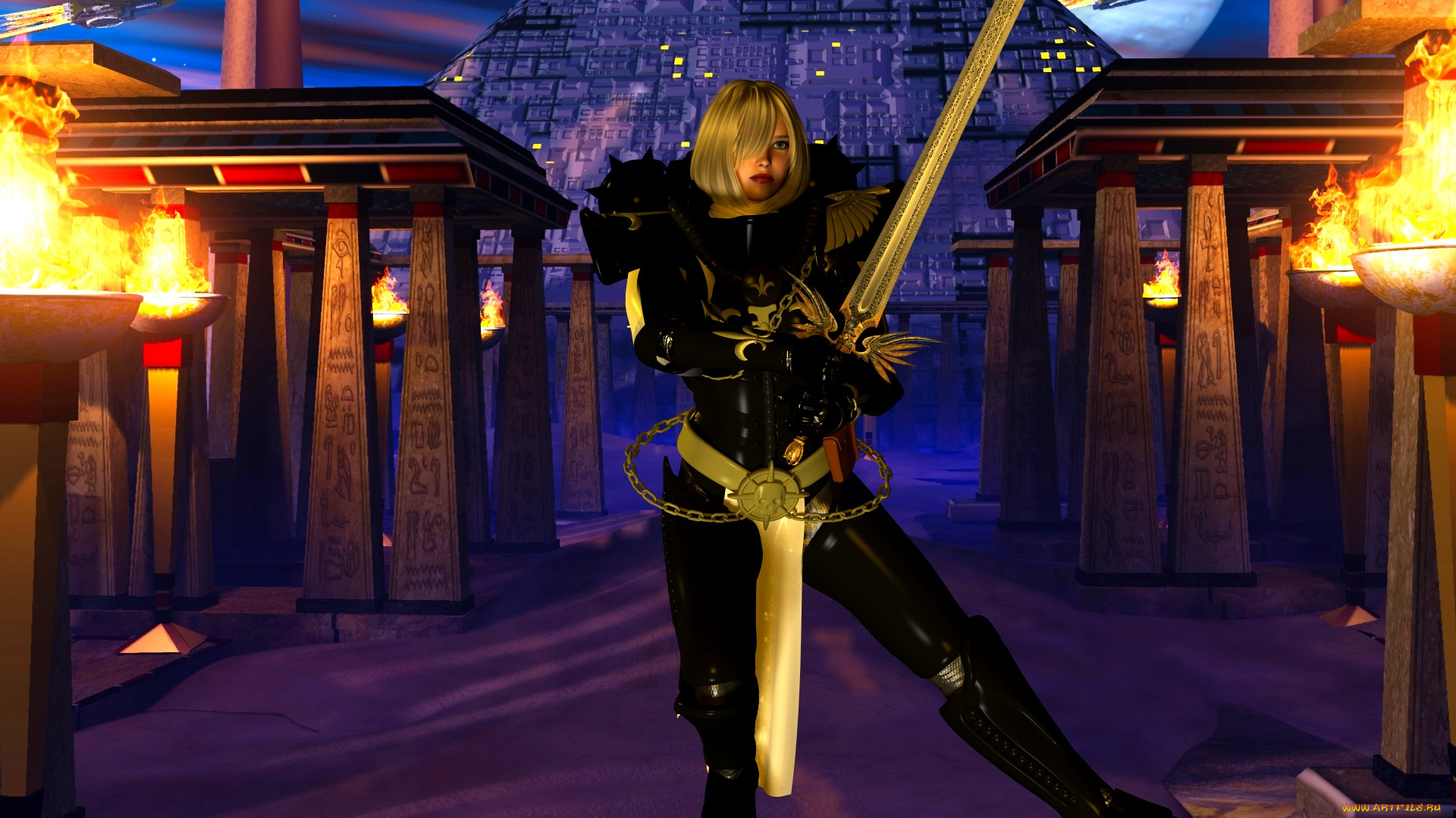 видео, игры, dark, heresy, фон, оружие, взгляд, девушка