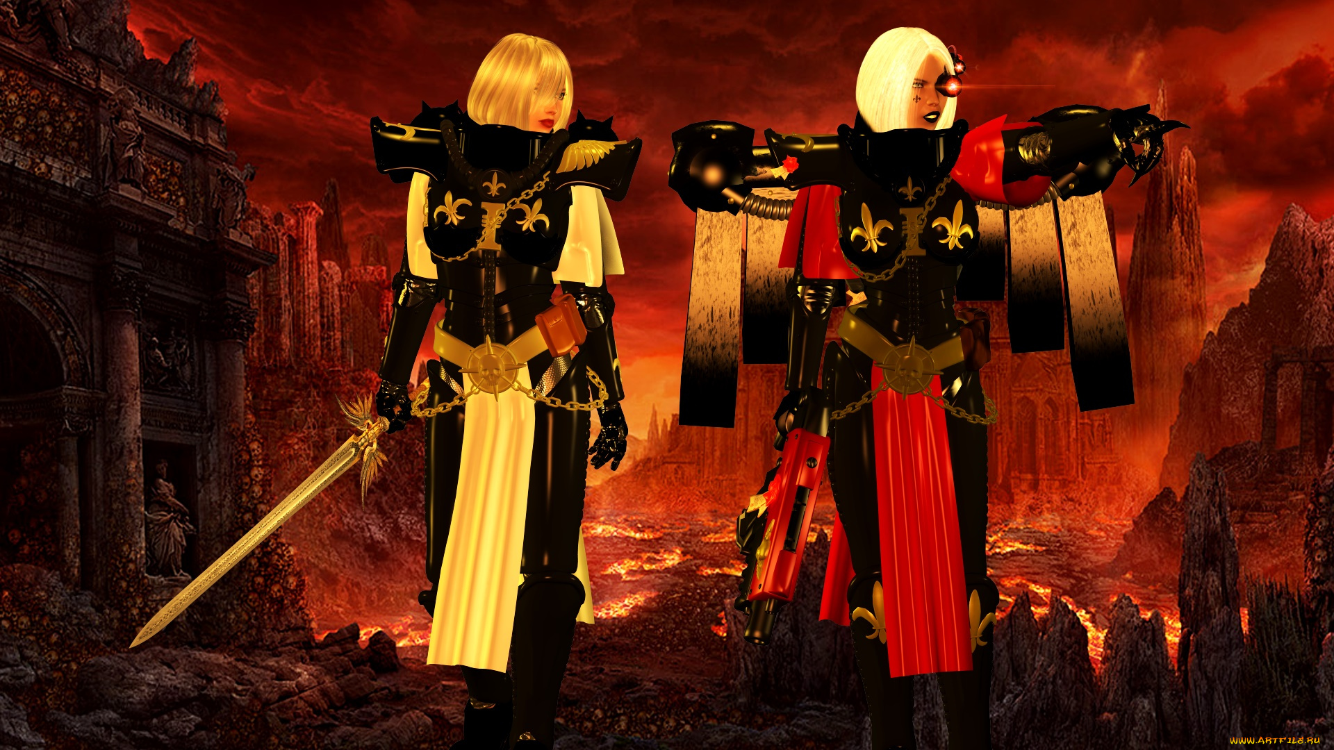 видео, игры, dark, heresy, киборг, оружие, фон, взгляд, девушка