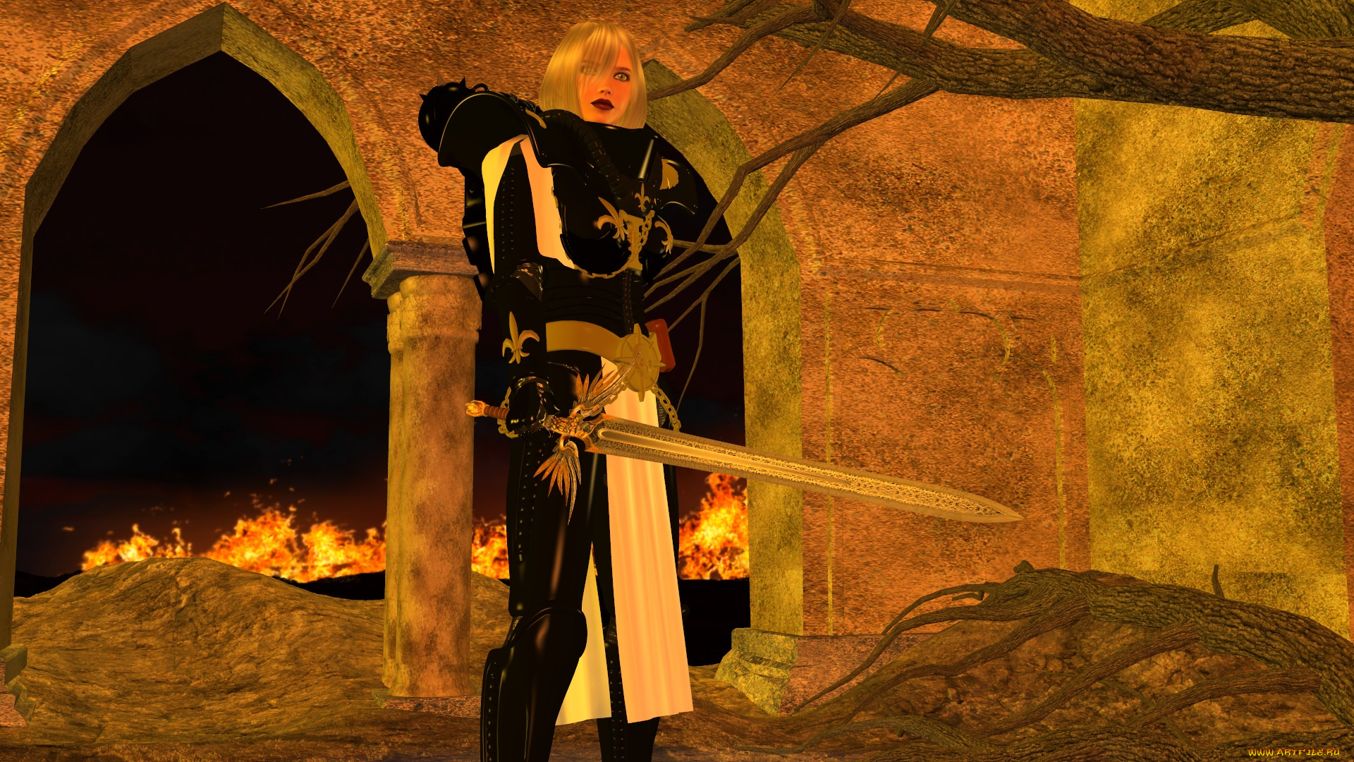 видео, игры, dark, heresy, оружие, фон, взгляд, девушка