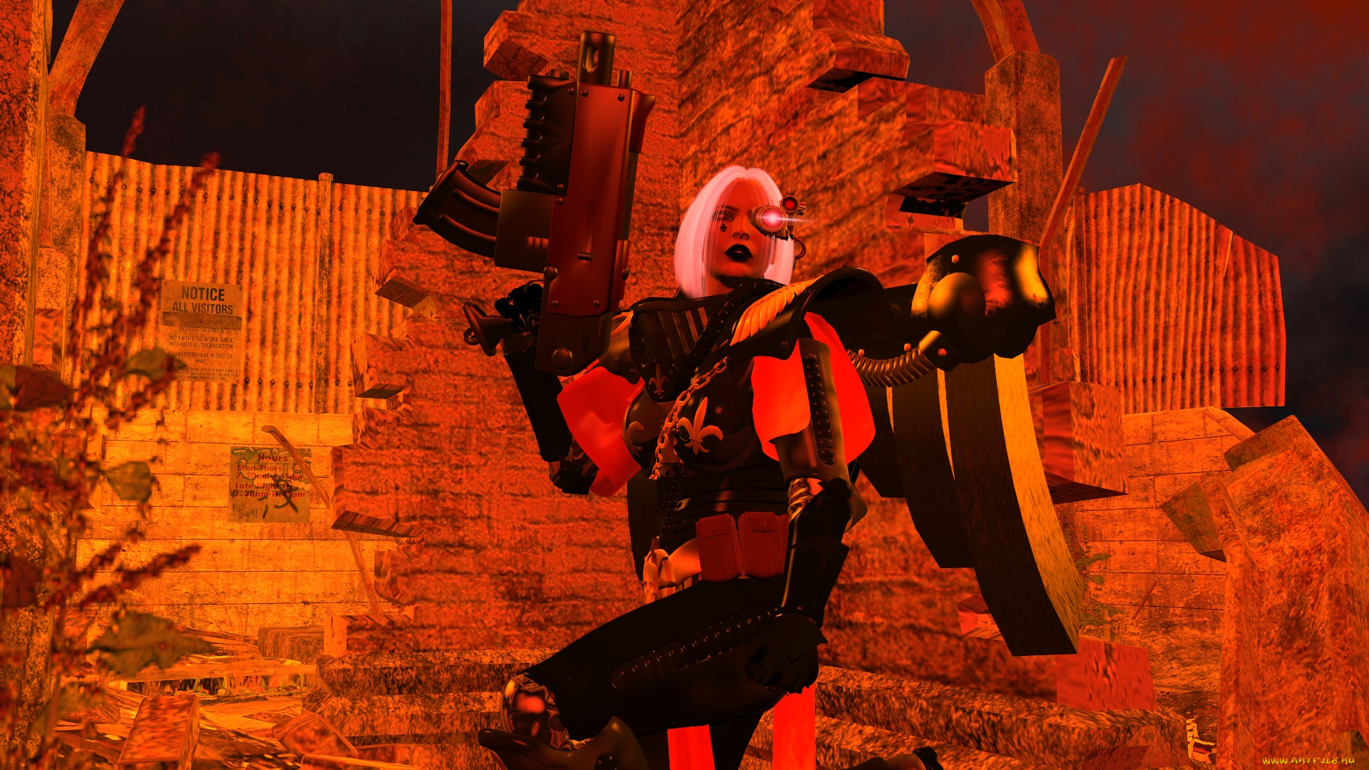 видео, игры, dark, heresy, оружие, киборг, фон, взгляд, девушка