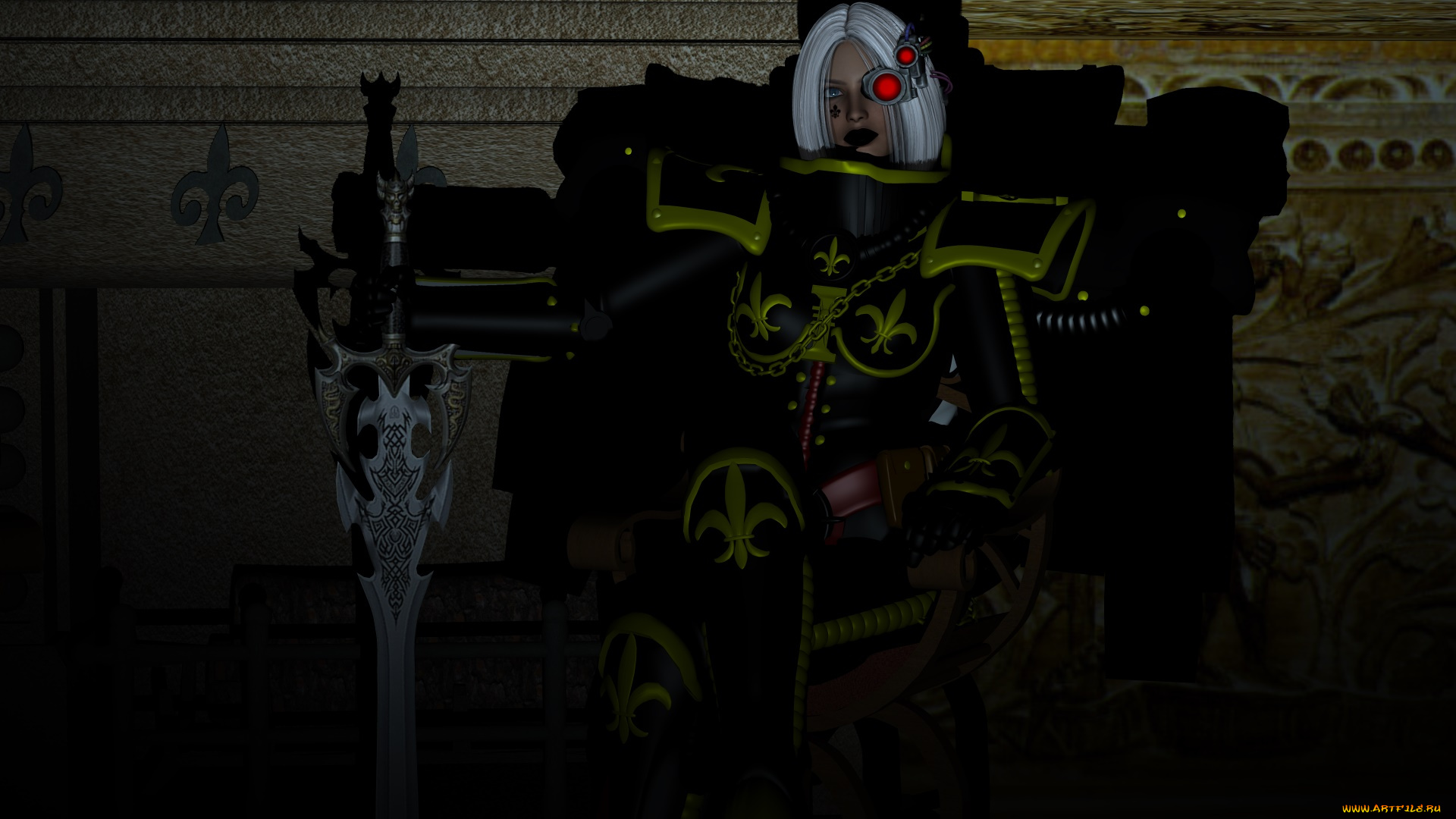 видео, игры, dark, heresy, оружие, киборг, фон, взгляд, девушка