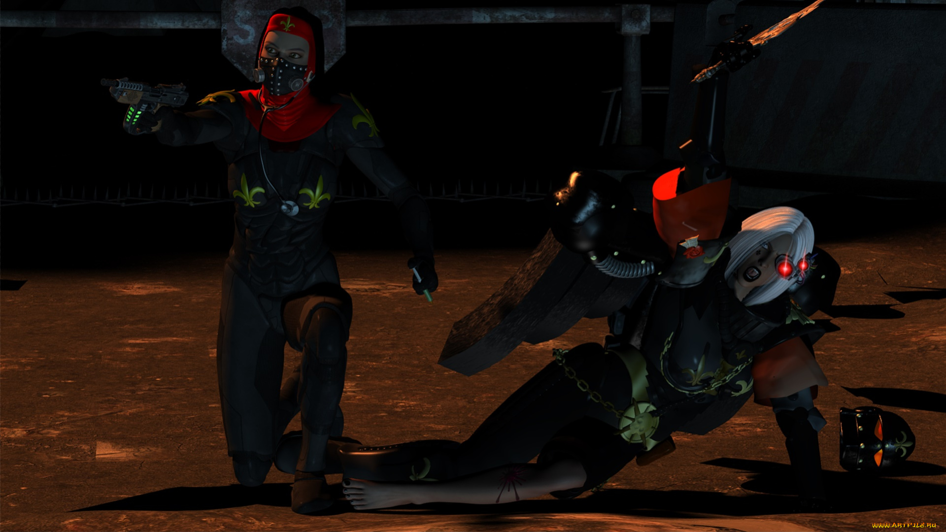 видео, игры, dark, heresy, оружие, киборг, фон, взгляд, девушка