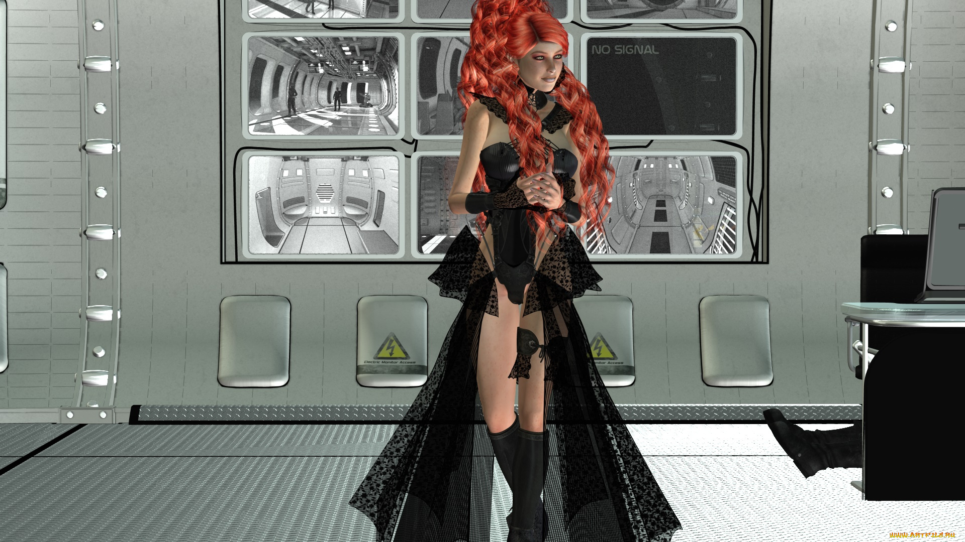 видео, игры, dark, heresy, взгляд, девушка, рыжая, фон