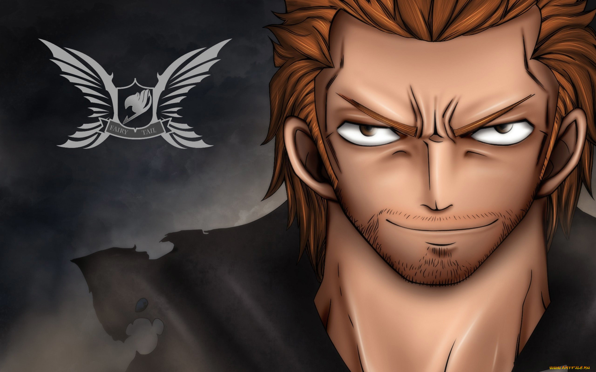 fairy, tail, аниме, лицо, взгляд, фон, логотип, мужчина