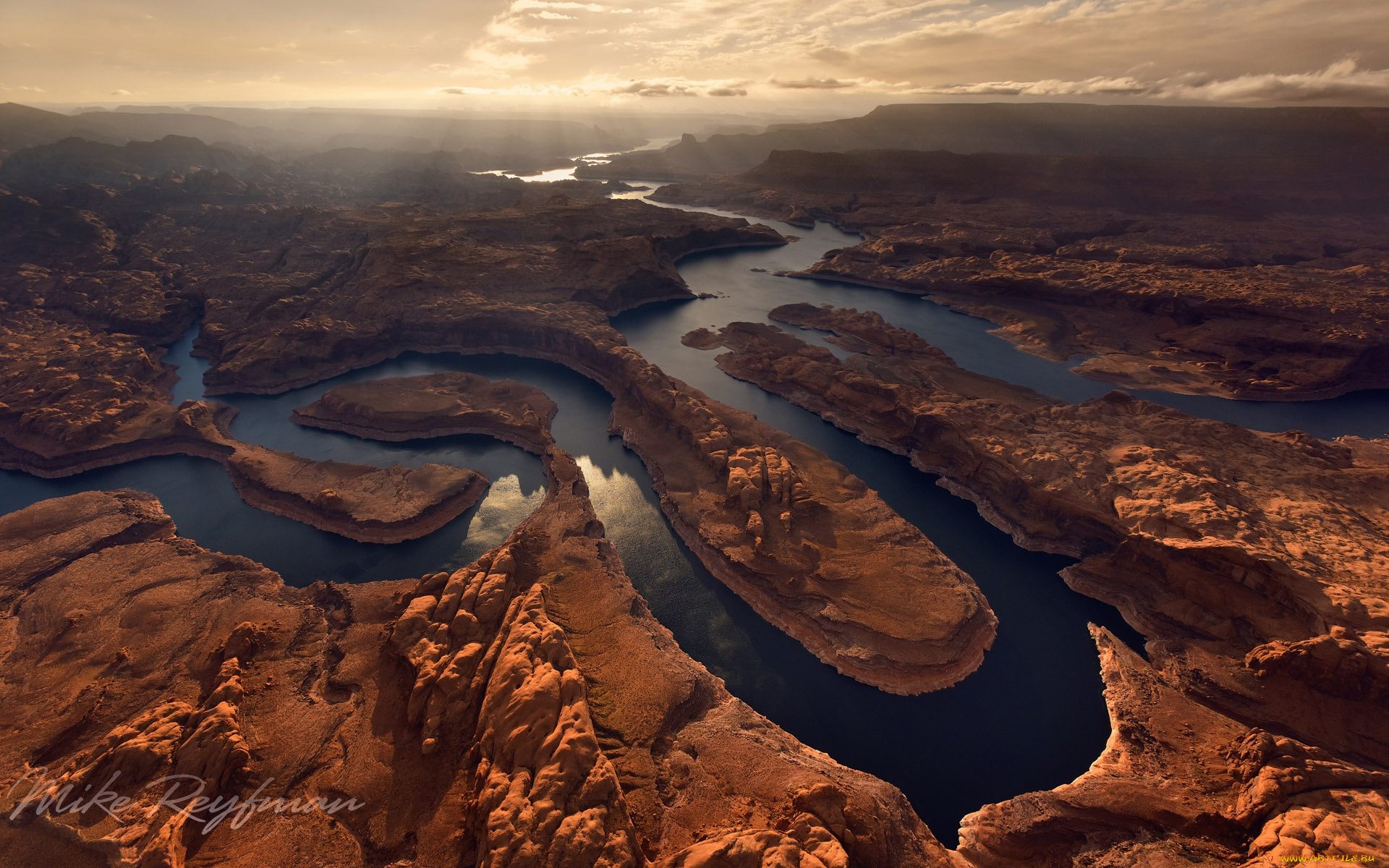 природа, реки, озера, glen, canyon, national, recreation, area, sunset, on, planet, earth, confluence, of, san, juan, colorado, rivers