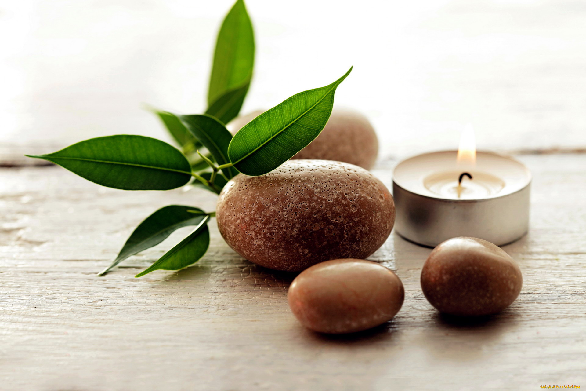 разное, свечи, камни, листья