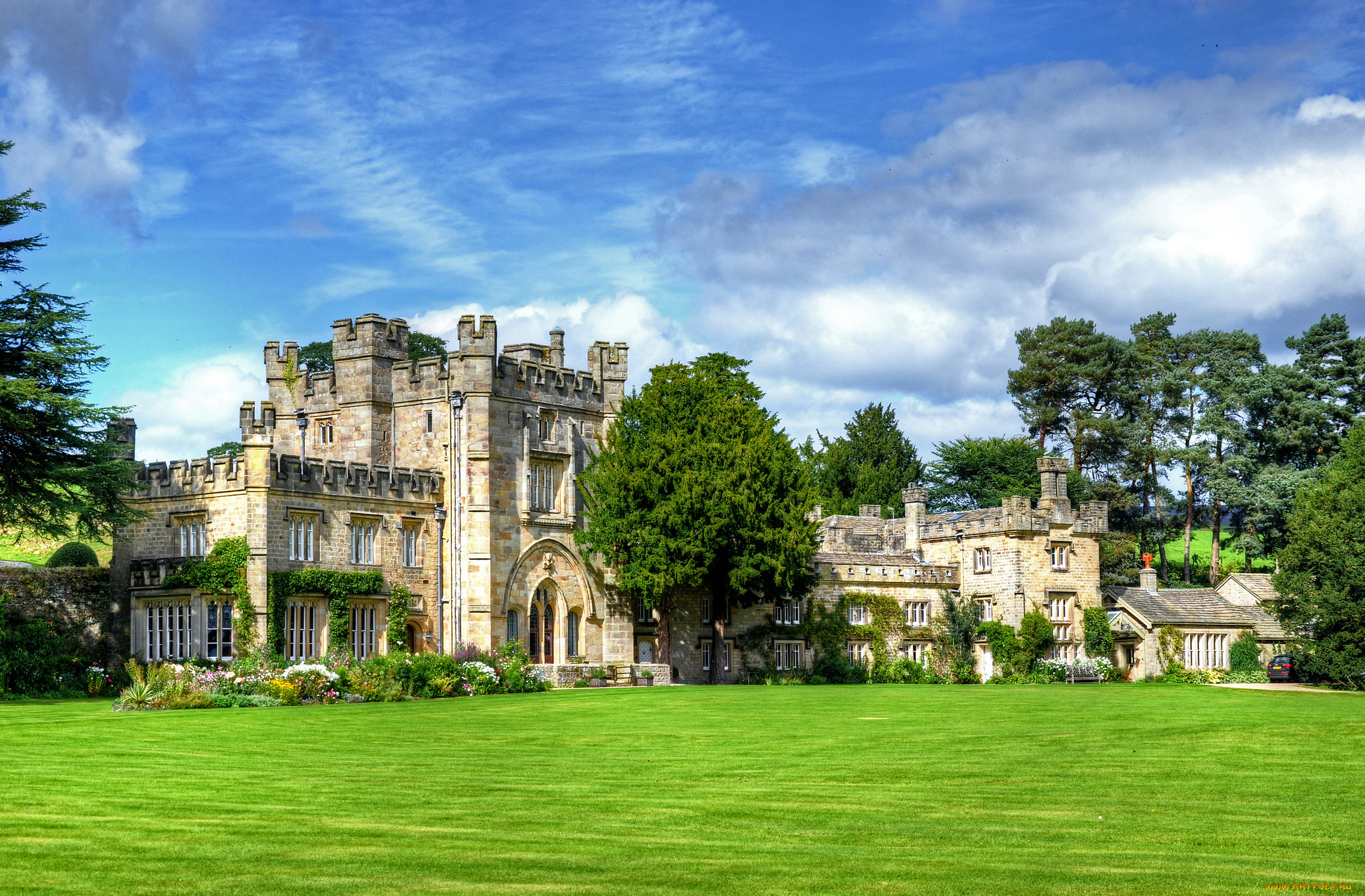 bolton, hall, , bolton, abbey, города, -, дворцы, , замки, , крепости, замок, лужайка, парк