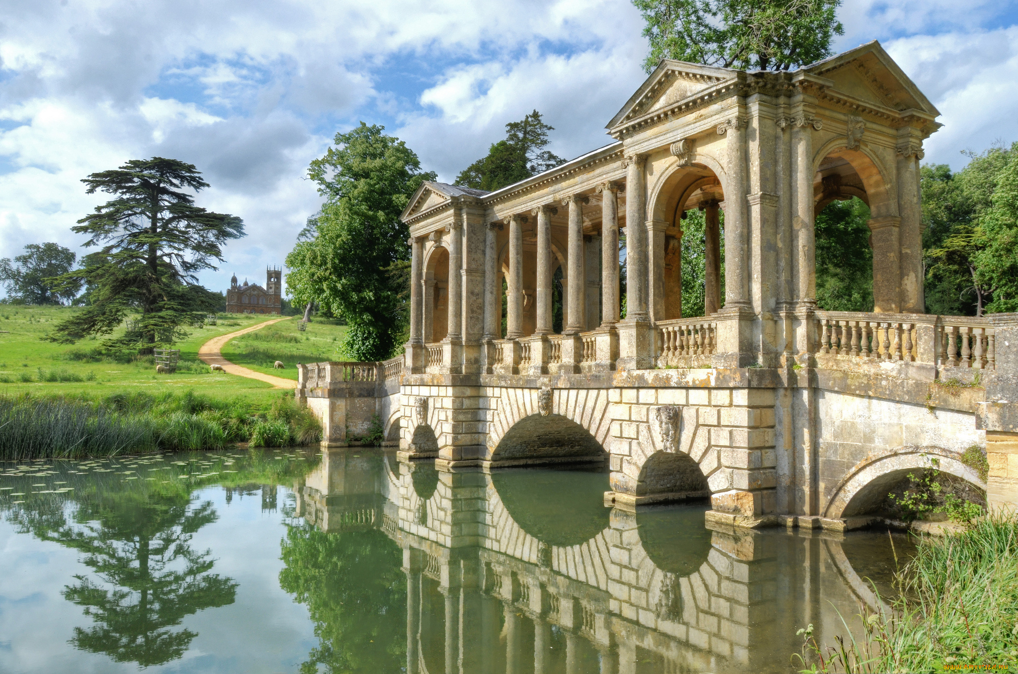 города, -, мосты, арки, мост, пруд, парк