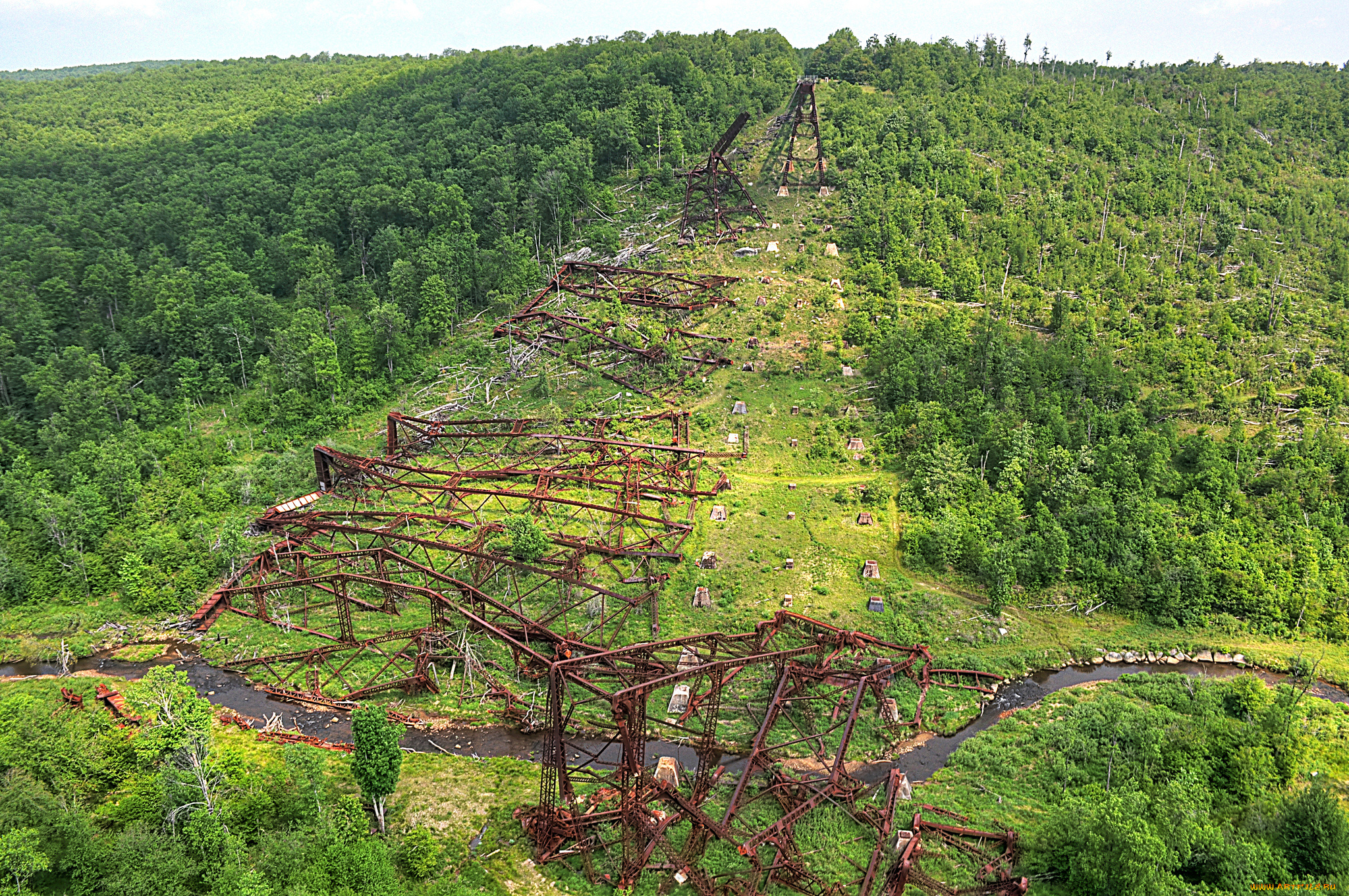 природа, стихия, лес, виадук, обломки, торнадо
