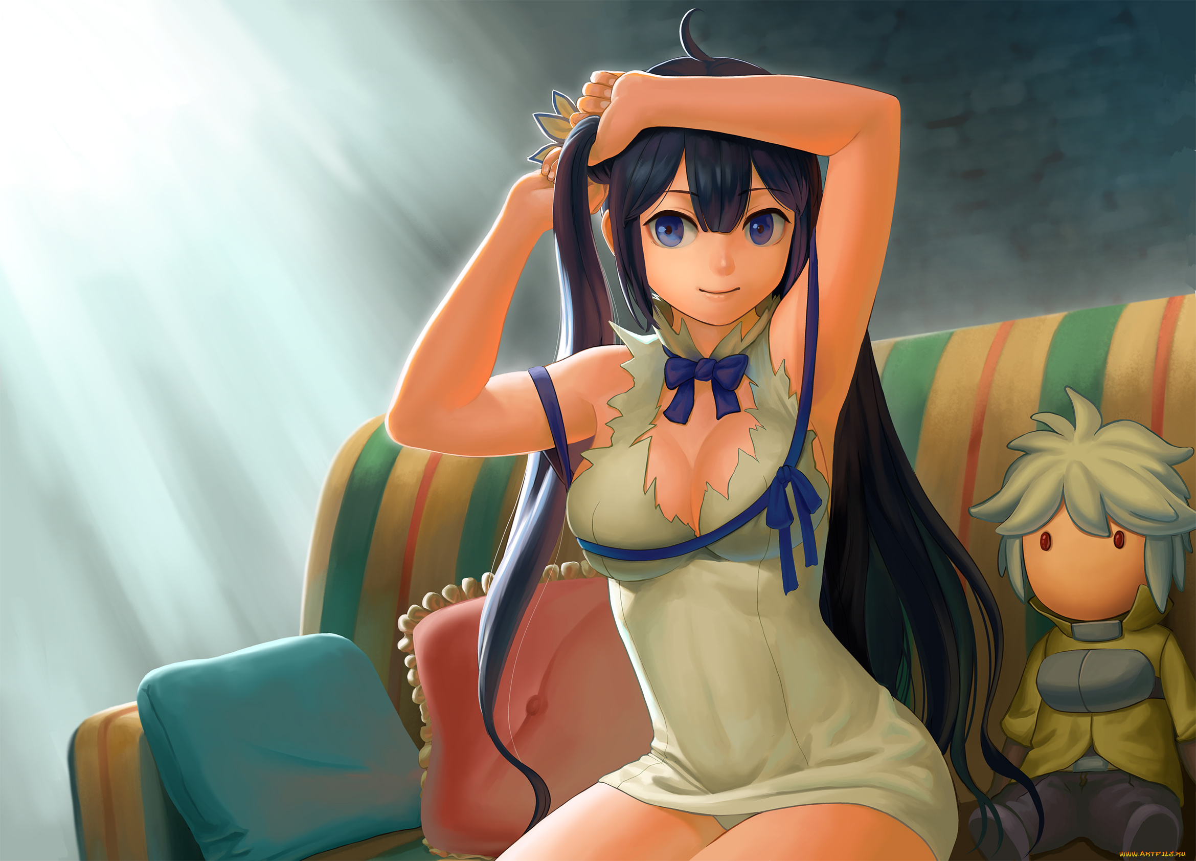 аниме, danmachi, брюнетка, девушка, арт, lasterk, hestia