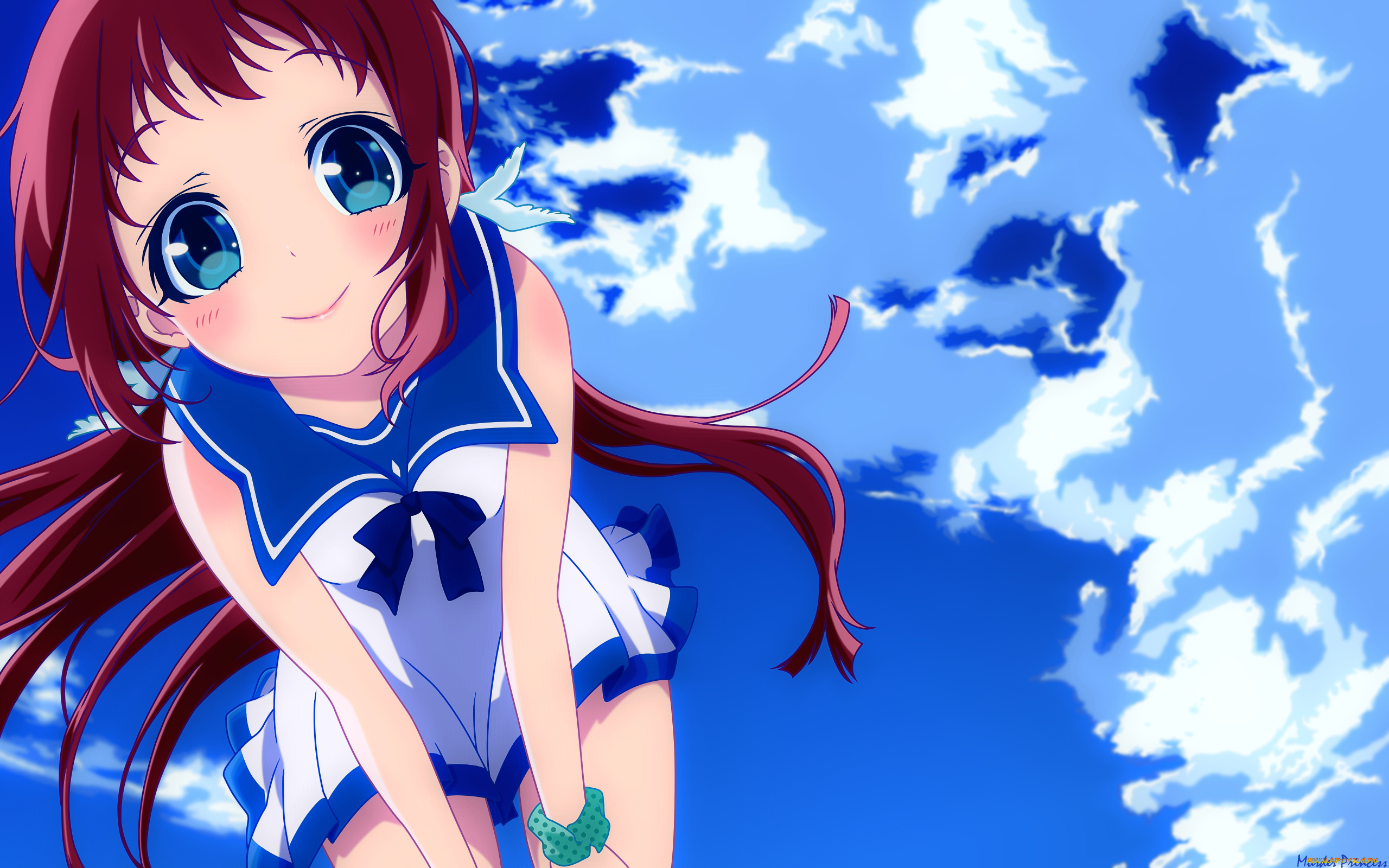 nagi, no, asukara, аниме, unknown, , другое, artist, небо, tagme, mukaido, manaka, nagi, no, asukara, улыбка, взгляд, девушка, арт
