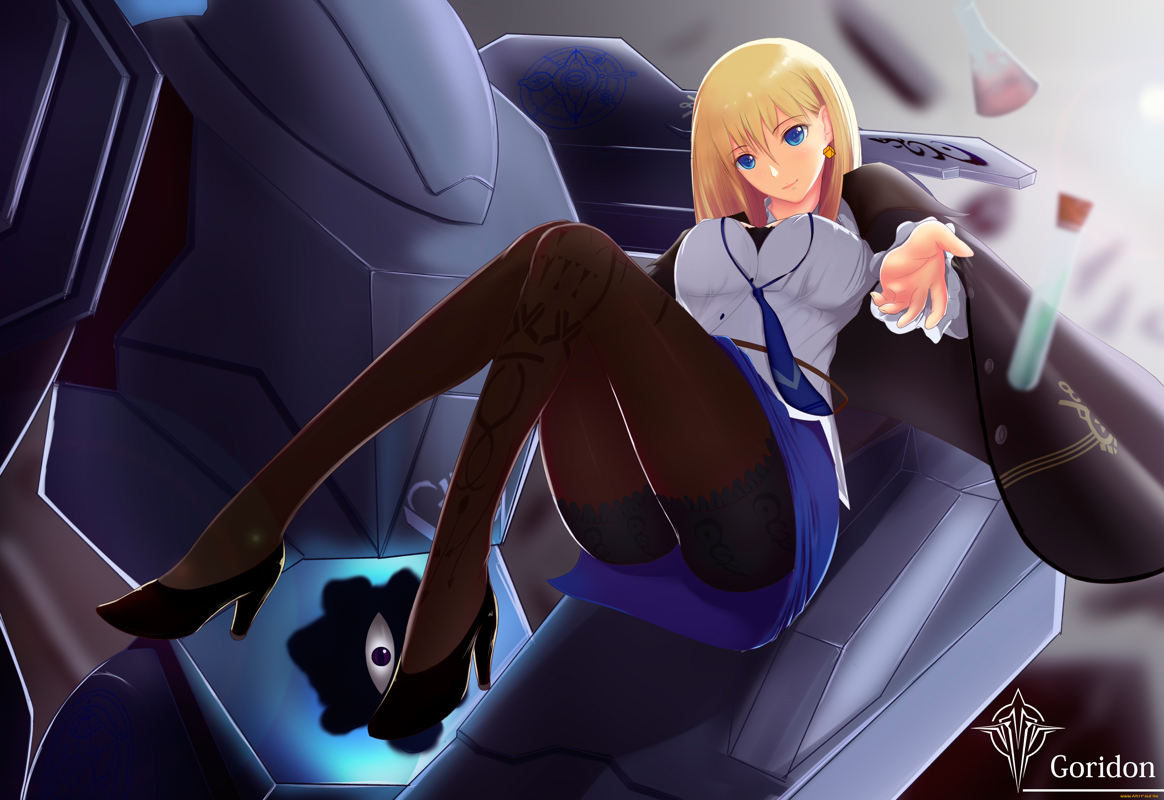 аниме, pixiv, fantasia, робот, девушка, арт, глаз, orenji, pixiv, fantasia