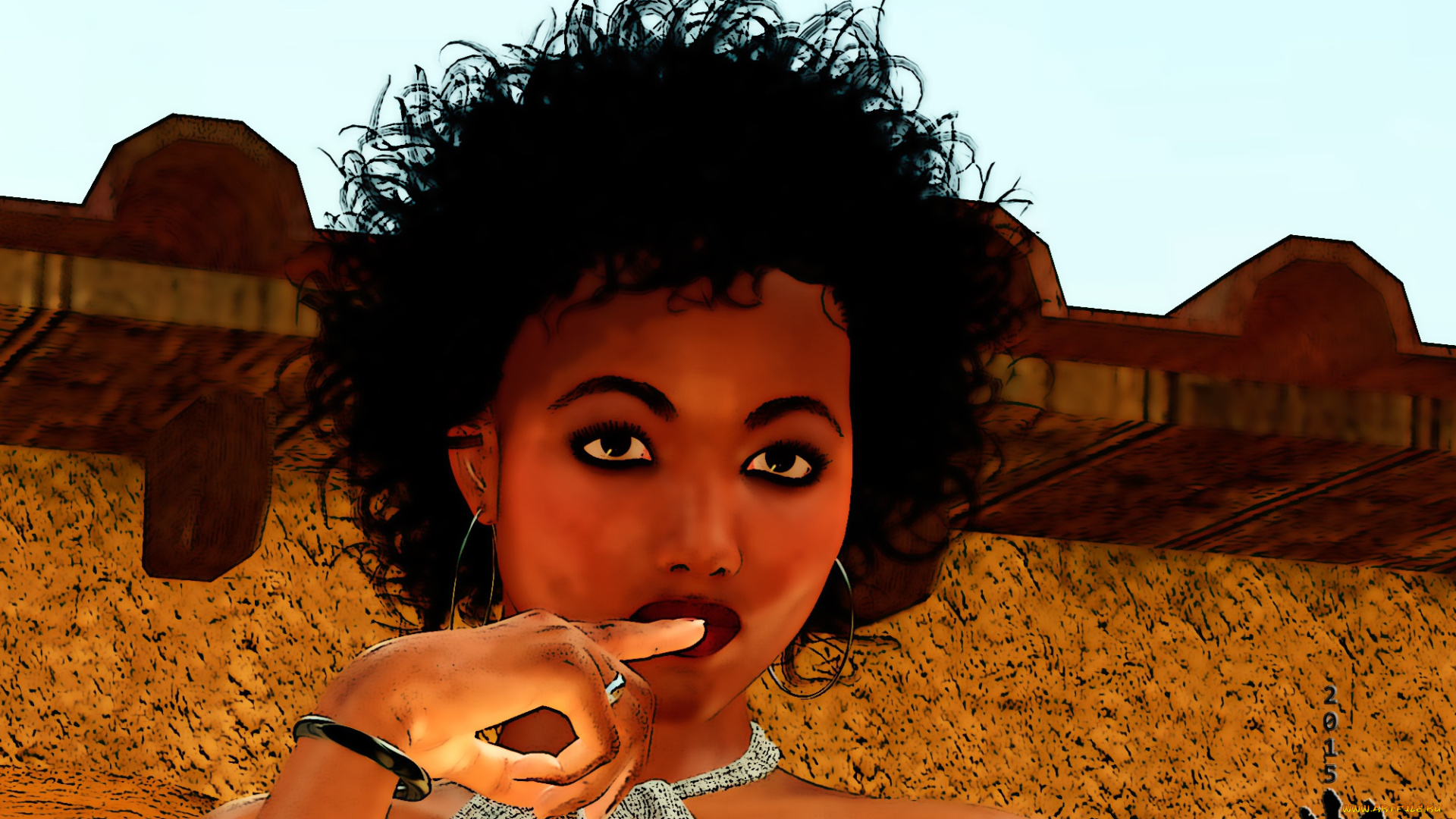 рисованное, люди, девушка, взгляд, фон