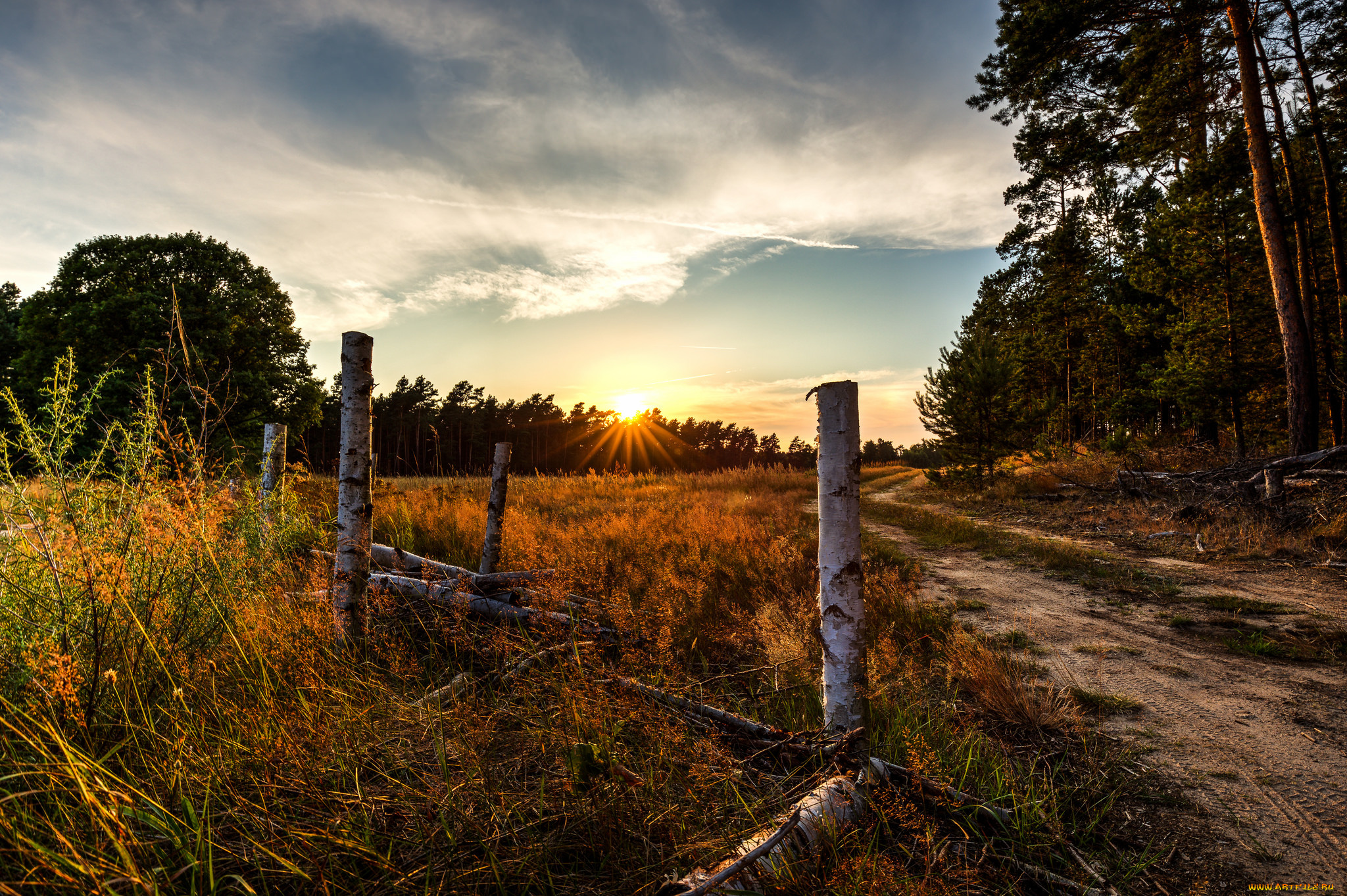 природа, дороги, рассвет