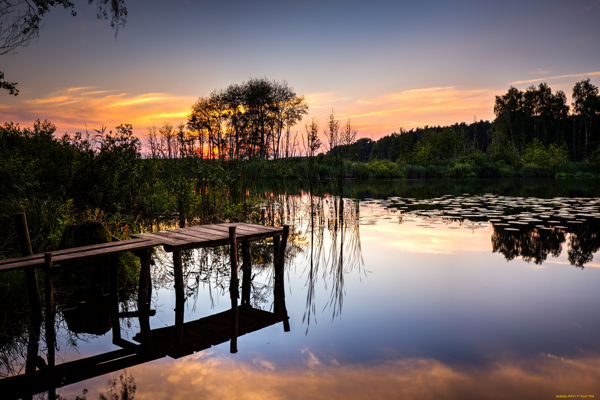 природа, реки, озера, рассвет