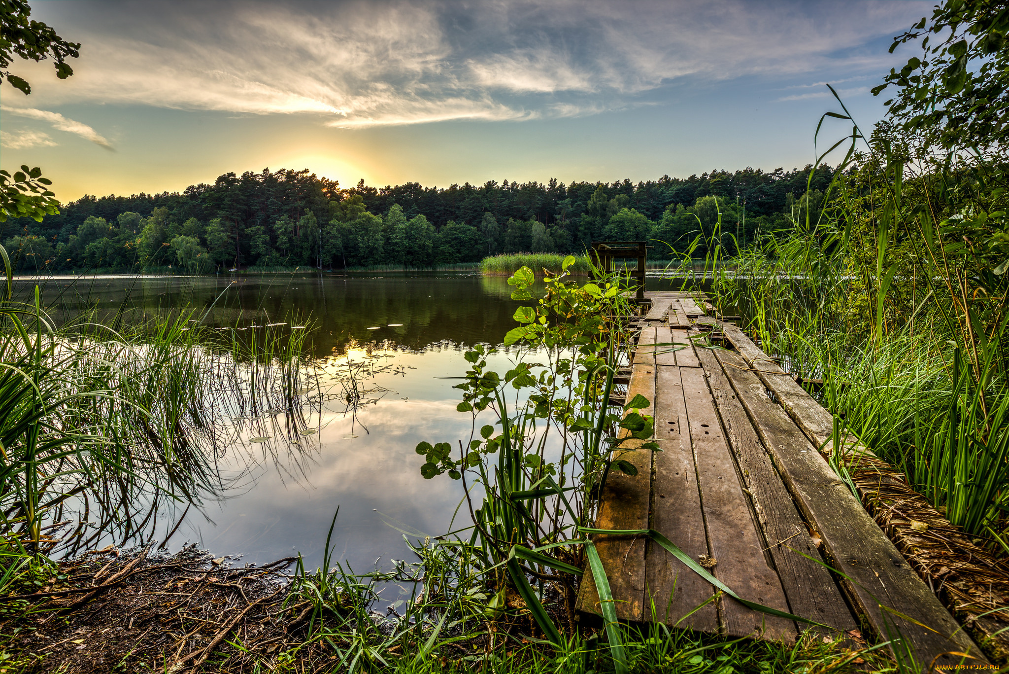 природа, реки, озера, рассвет