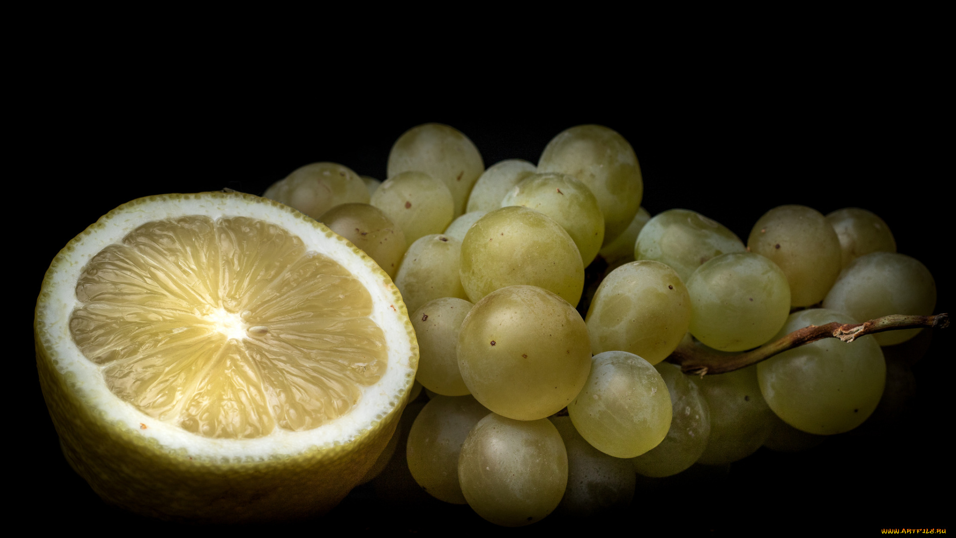 еда, фрукты, , ягоды, виноград, лимон