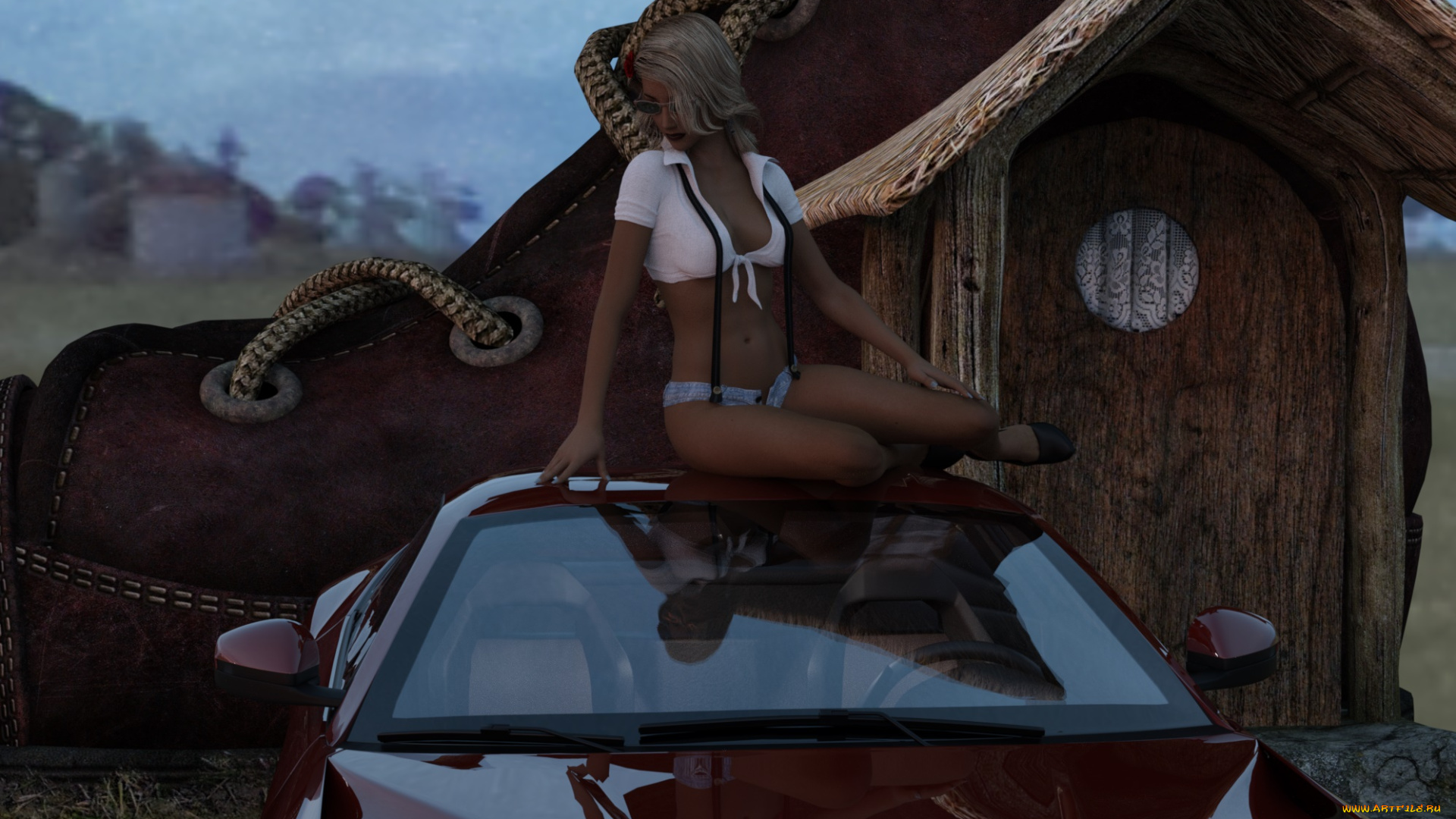 3д, графика, люди-авто, мото, , people-, car, , , moto, взгляд, девушка, фон