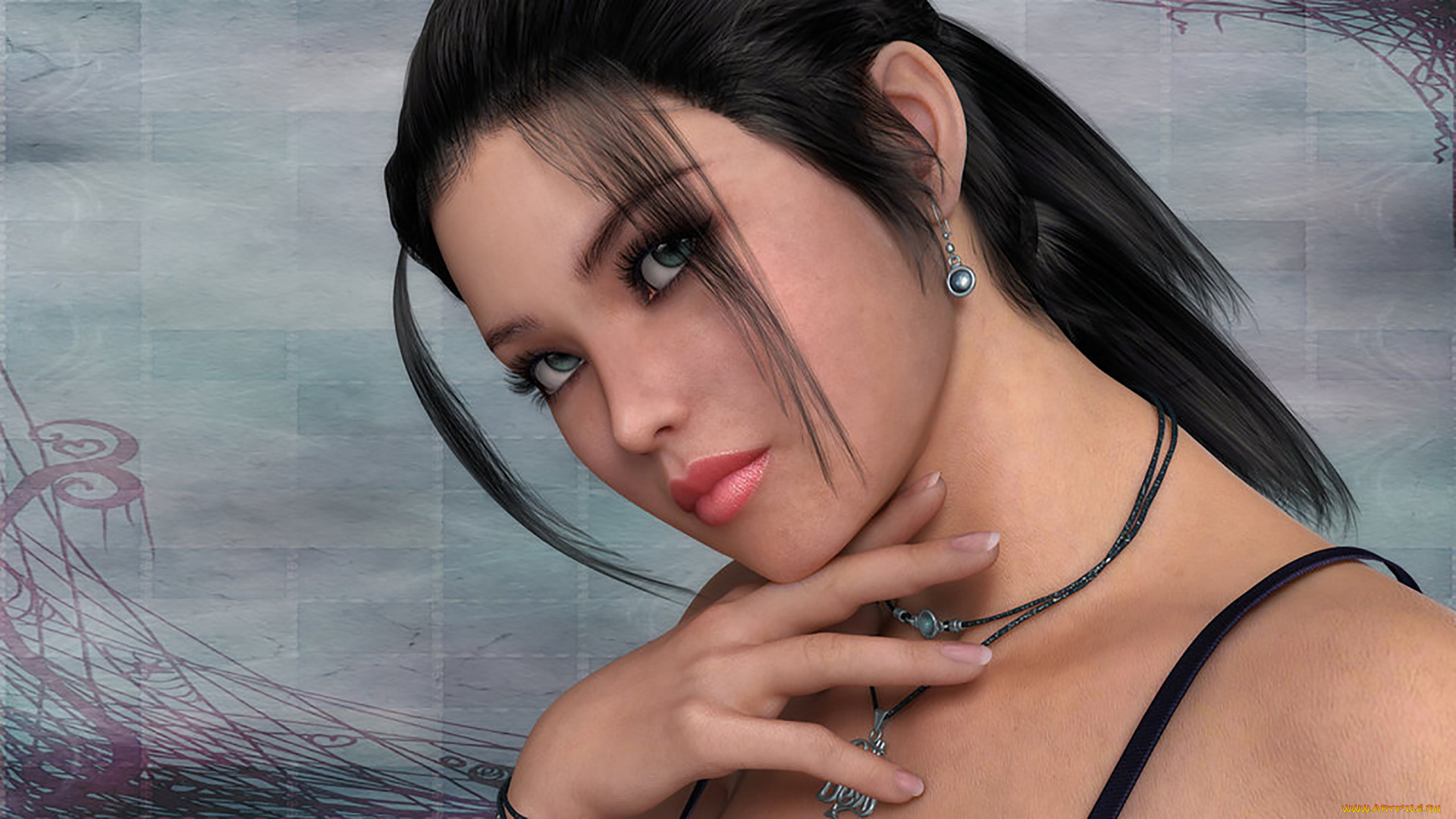 3д, графика, портрет, , portraits, девушка, фон, взгляд