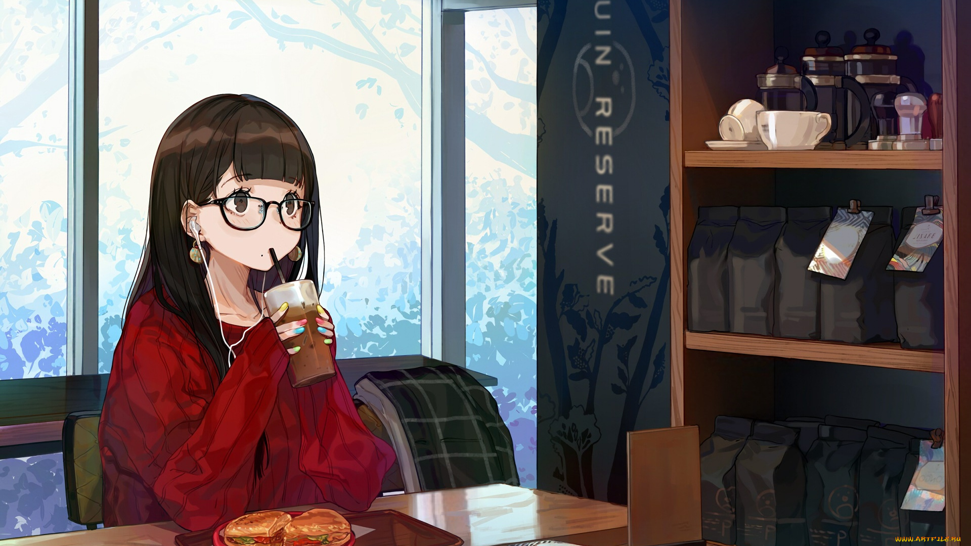 аниме, город, , улицы, , интерьер, , здания, девушка, фон, взгляд