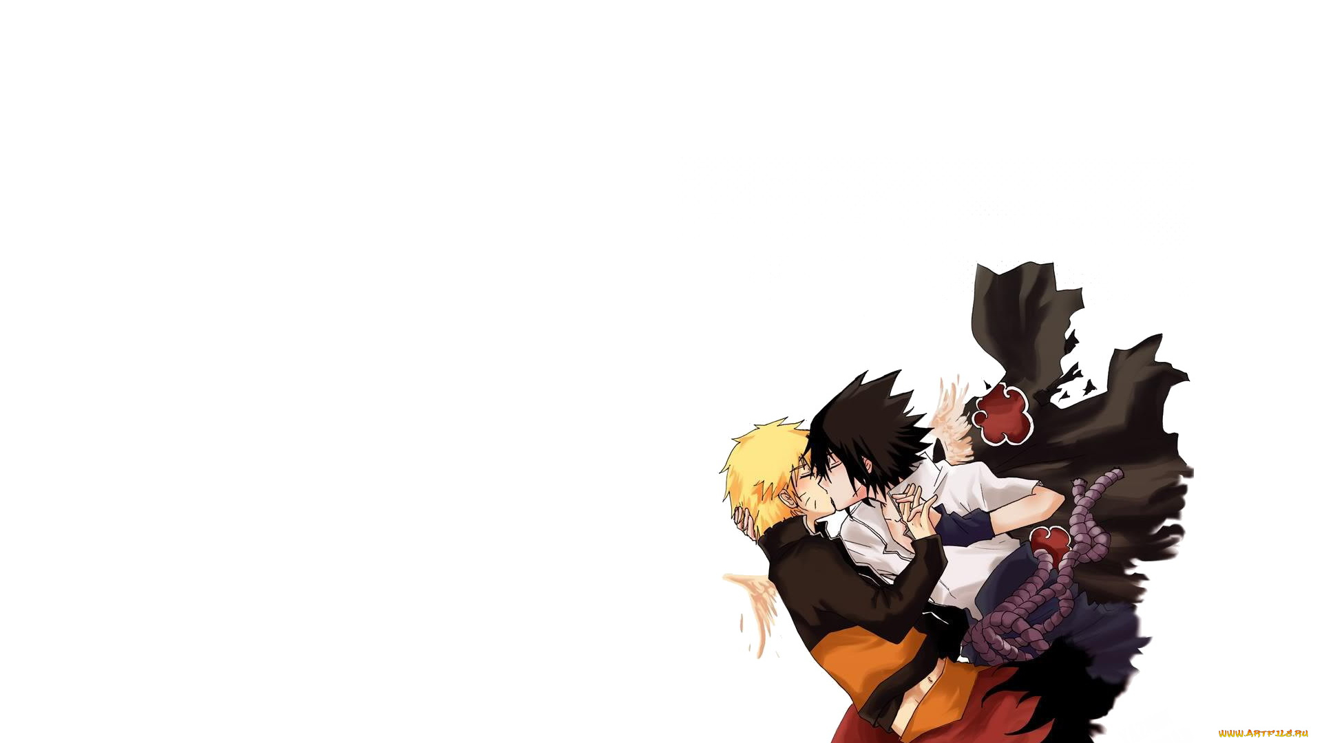 аниме, naruto, поцелуй, учиха, саске, наруто, узумаки