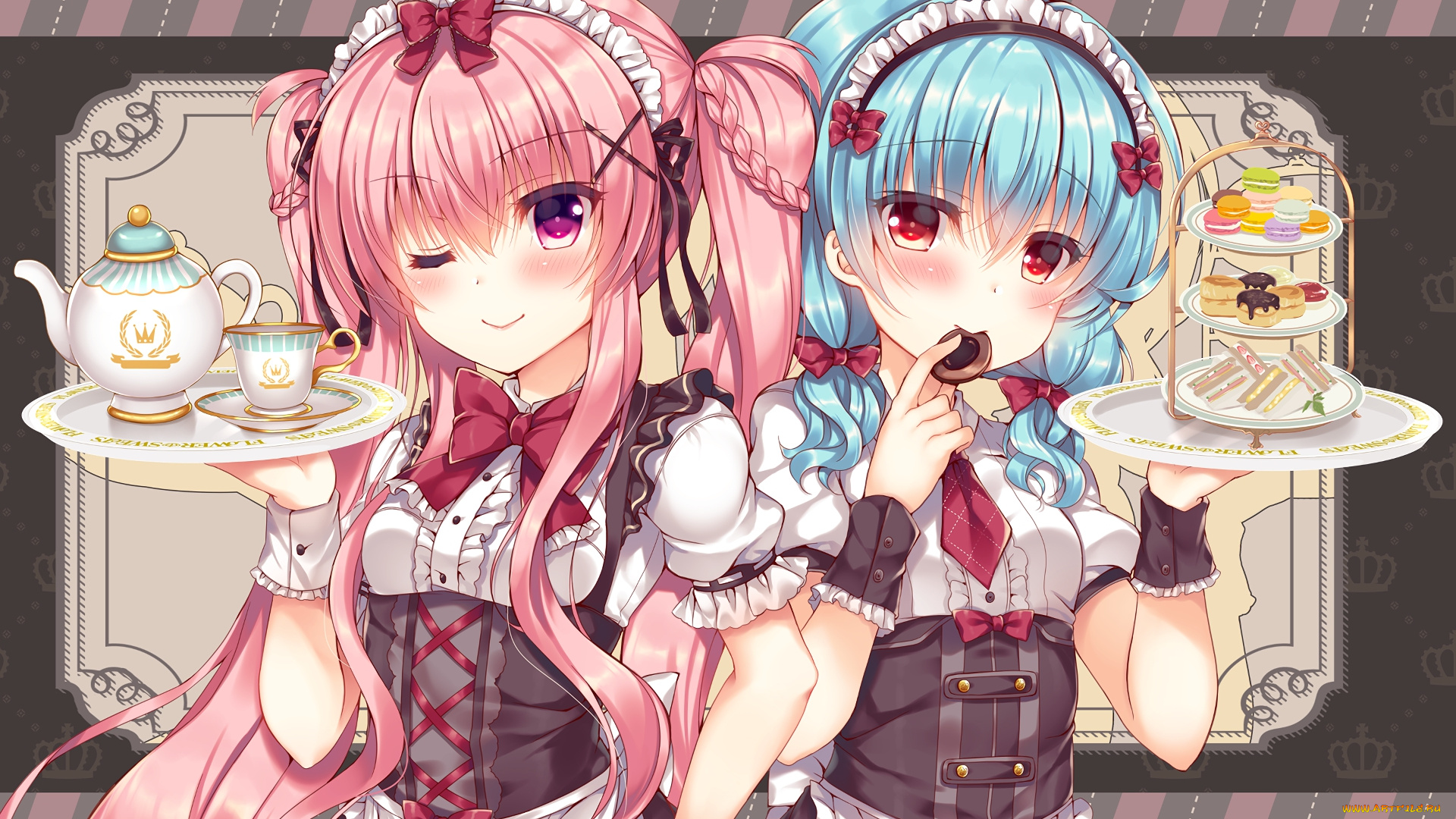 аниме, unknown, , другое, , девушки, взгляд, фон