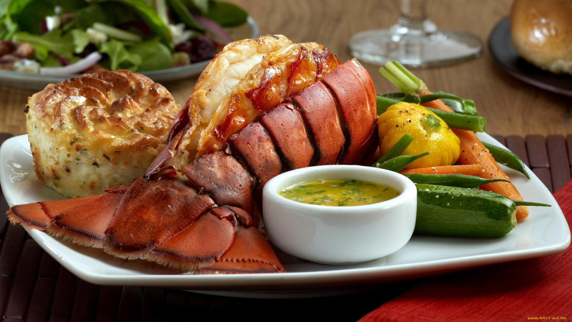 еда, рыбные, блюда, , с, морепродуктами, лобстер