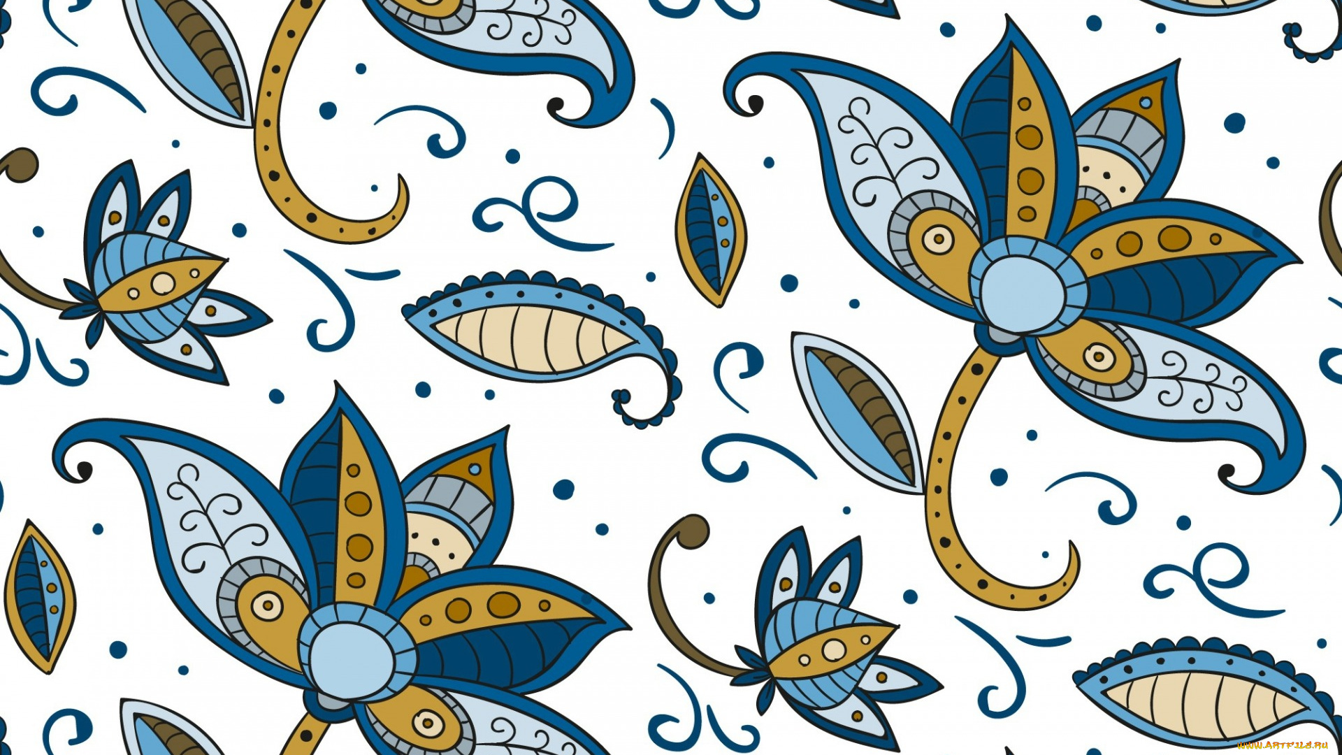 векторная, графика, цветы, , flowers, style, цветы, текстура, batik, синий