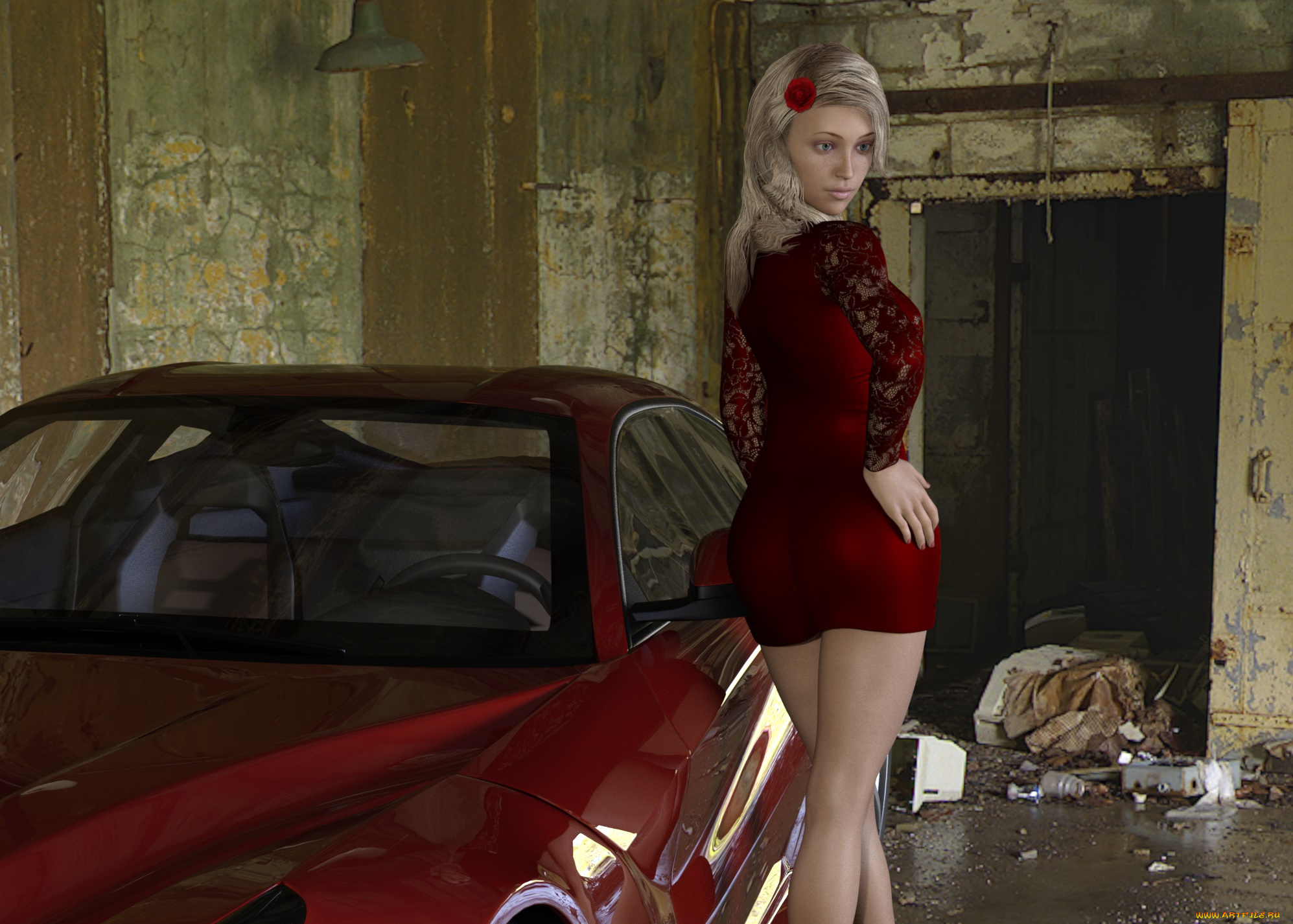 3д, графика, люди-авто, мото, , people-, car, , , moto, девушка, фон, взгляд