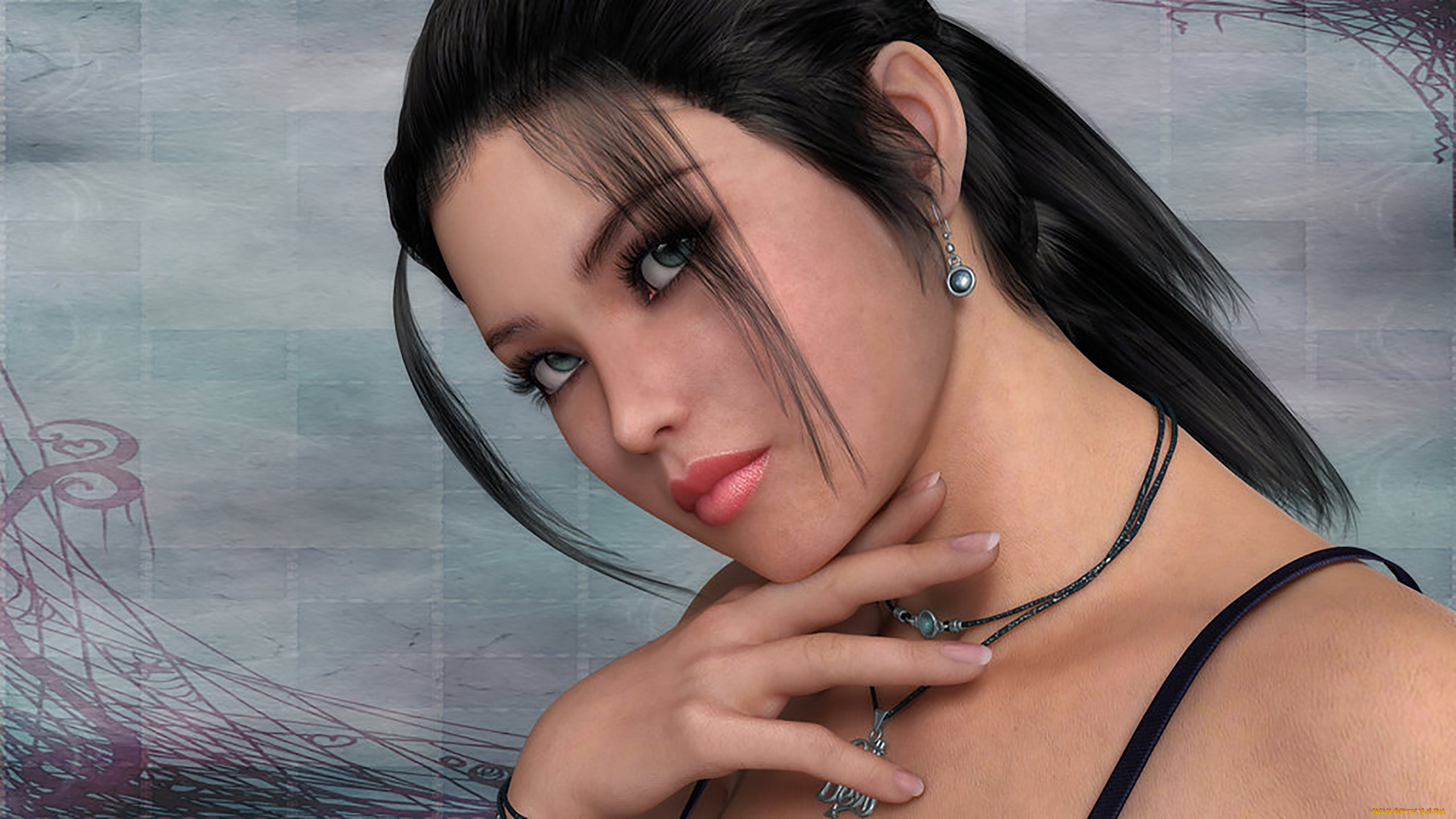 3д, графика, портрет, , portraits, девушка, фон, взгляд