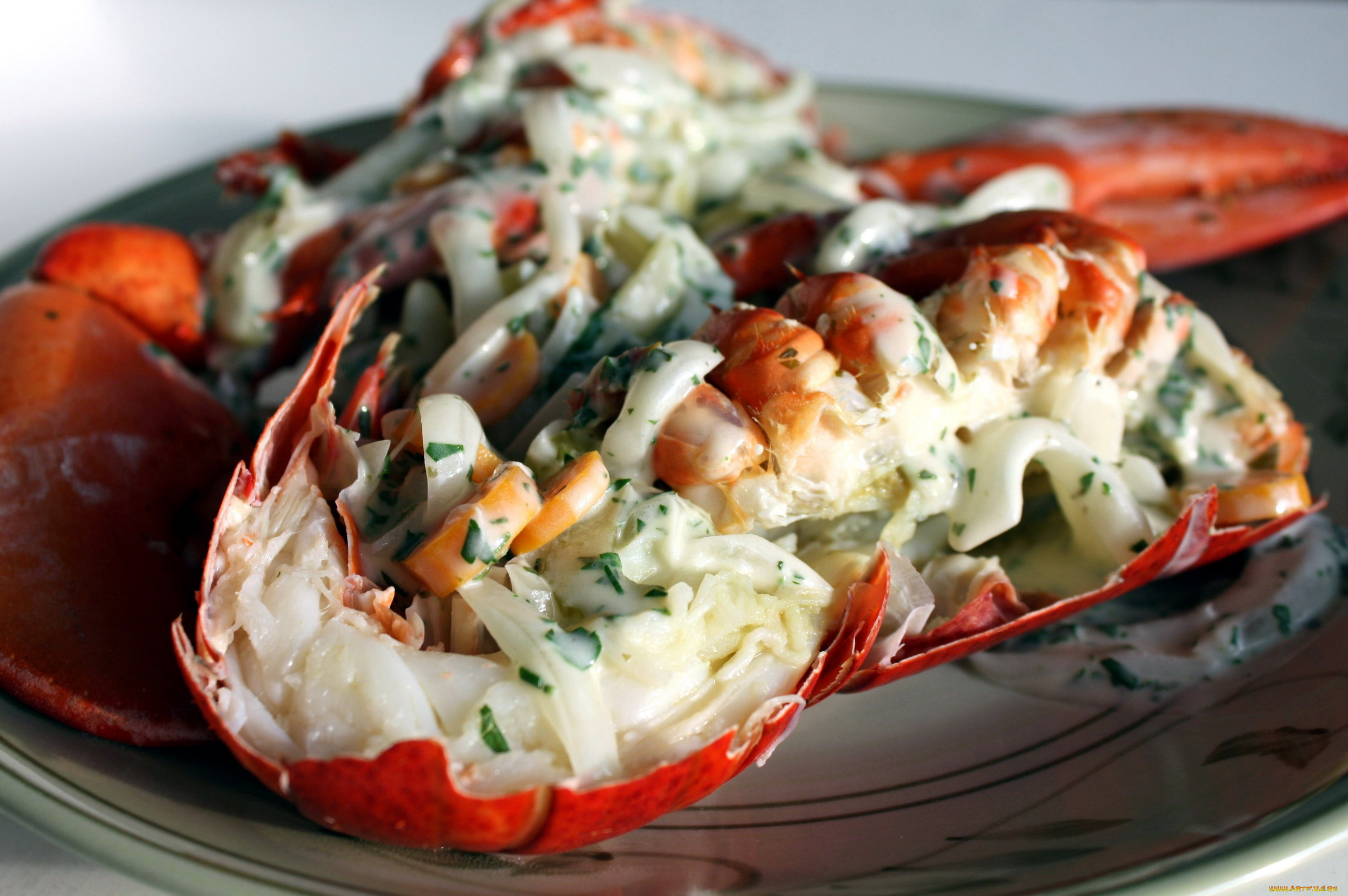 еда, рыбные, блюда, , с, морепродуктами, лобстер