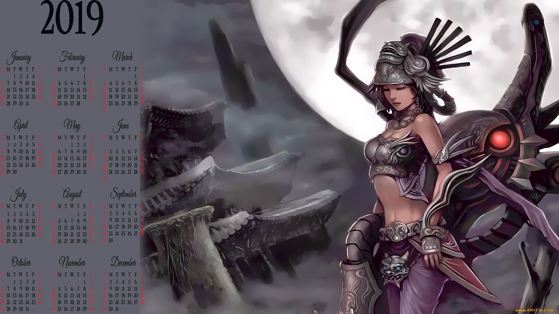 календари, фэнтези, воительница, девушка, шлем