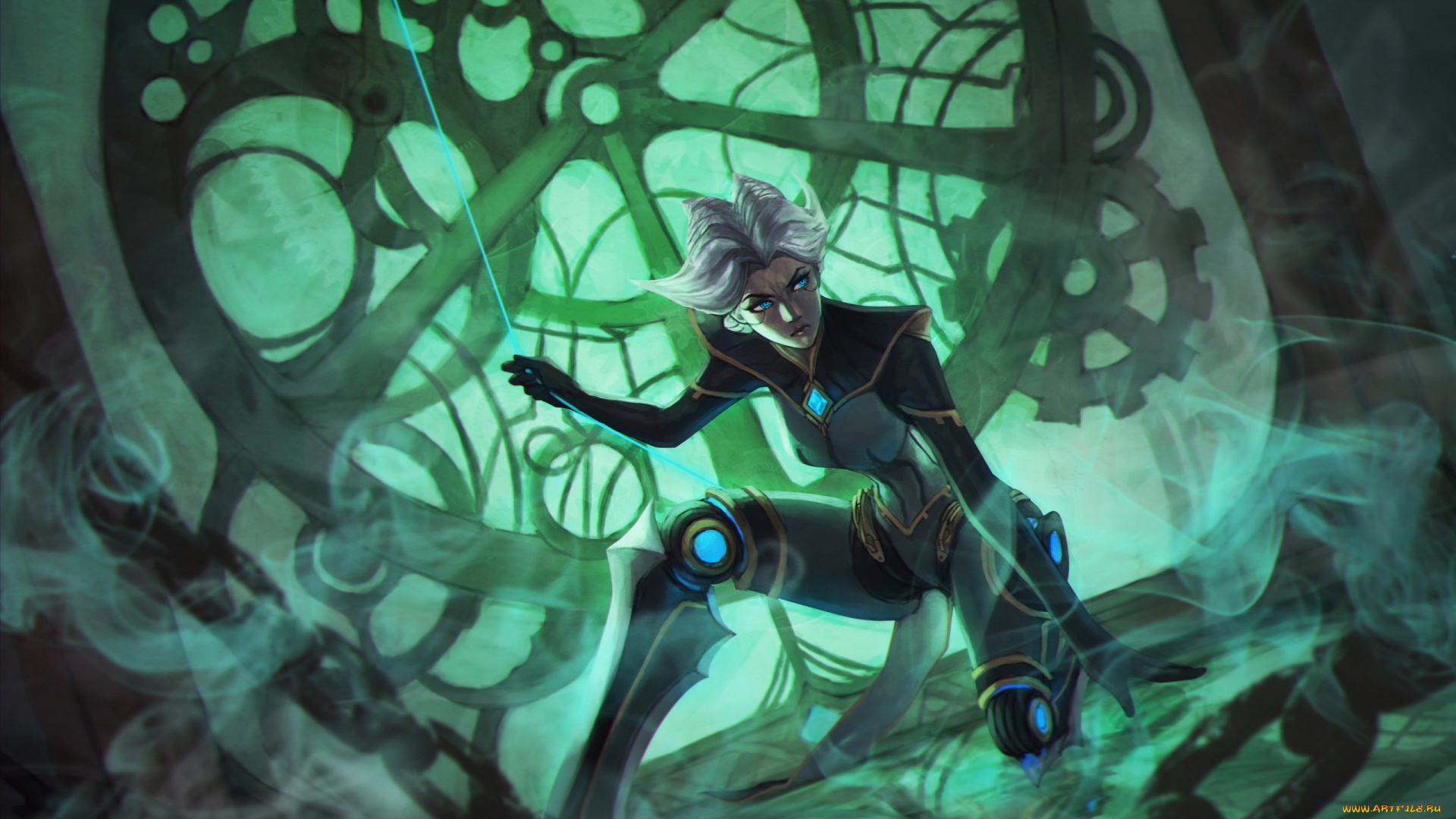 видео, игры, league, of, legends, девушка, фон, взгляд, робот, униформа