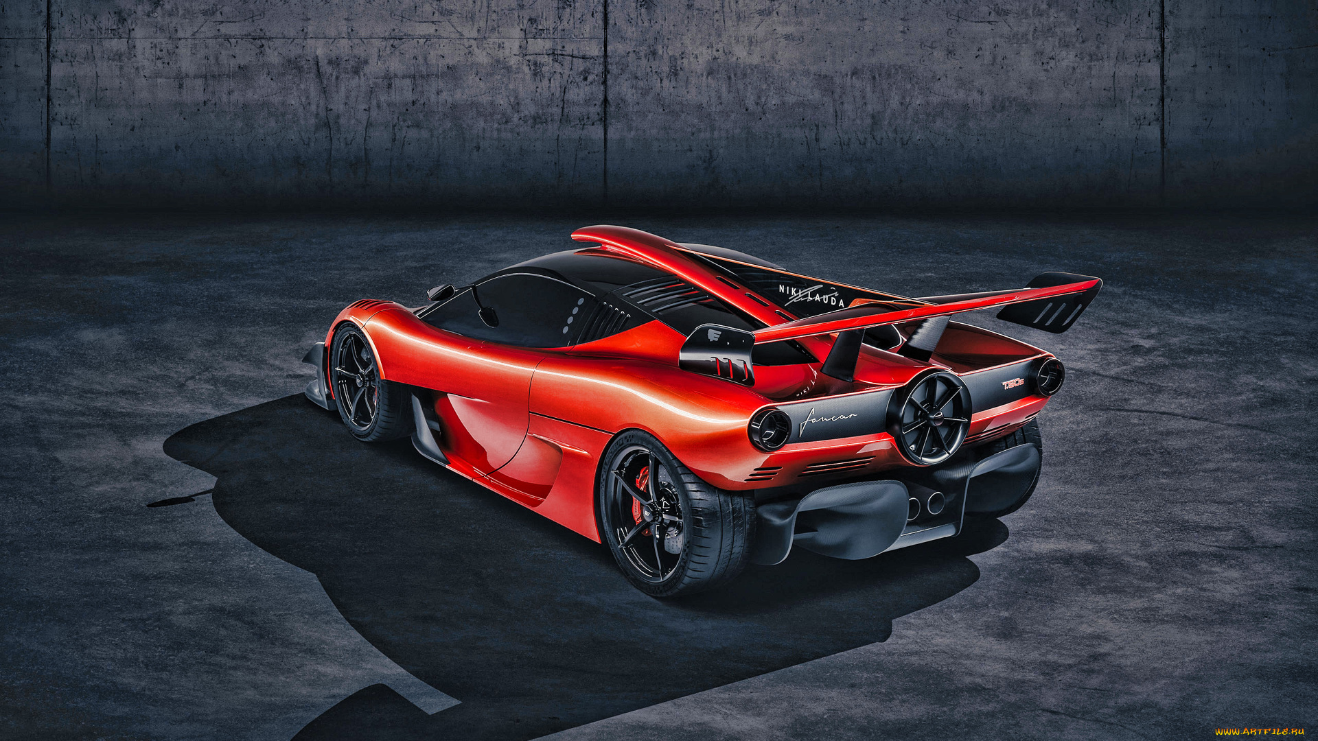 2023, gordon, murray, t50s, niki, lauda, автомобили, mclaren, gordon, murray, t50s, niki, lauda, 2023, 4k, экстерьер, суперкар, оранжевый, вид, сзади