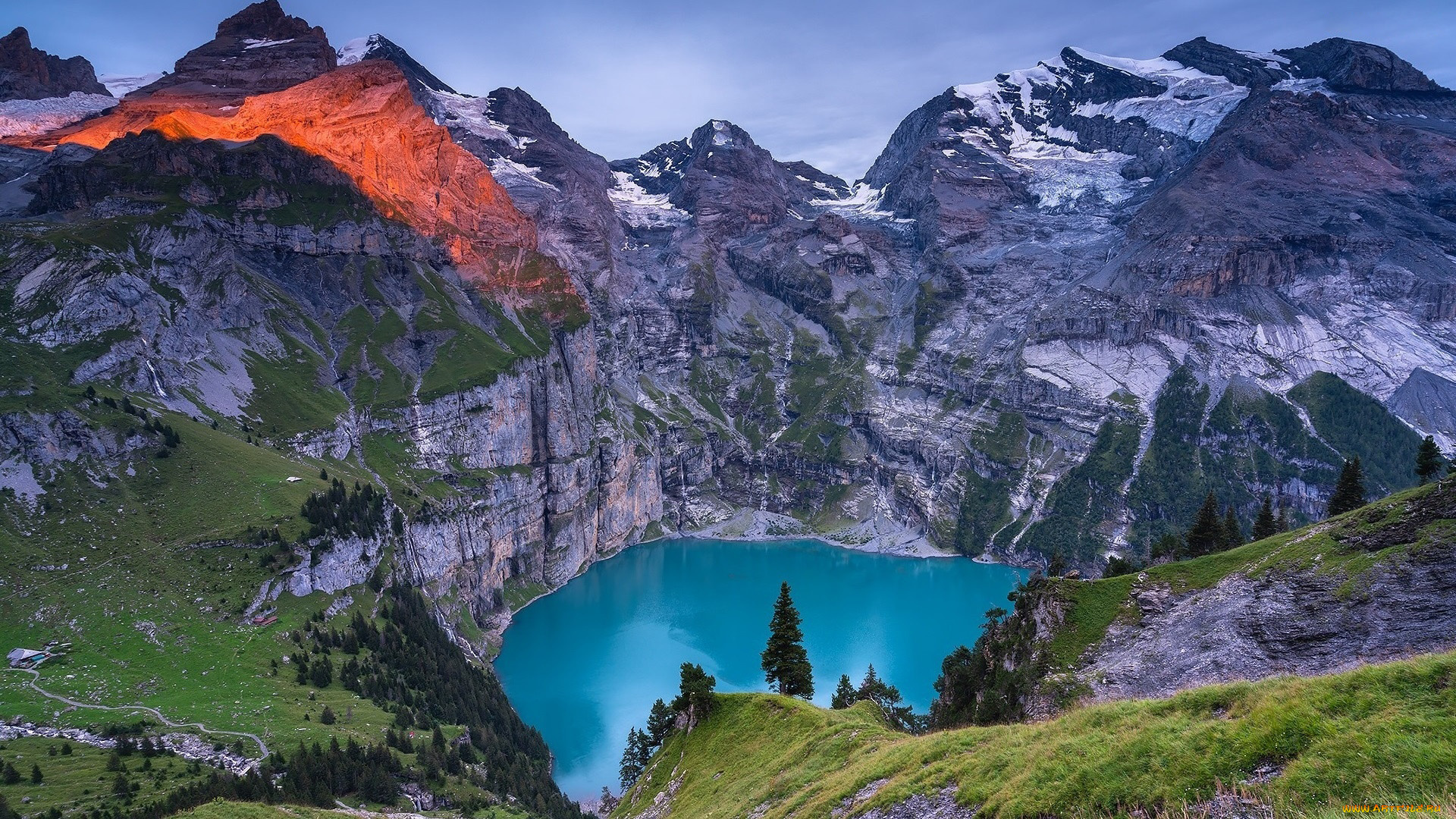 lake, oeschinen, switzerland, природа, реки, озера, lake, oeschinen